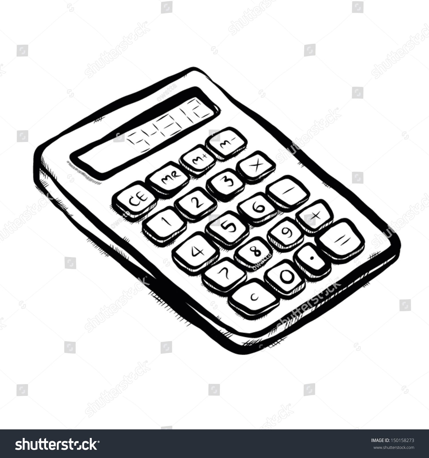 Calculator Cartoon Vector Illustration Hand Drawn Stock Vector ...