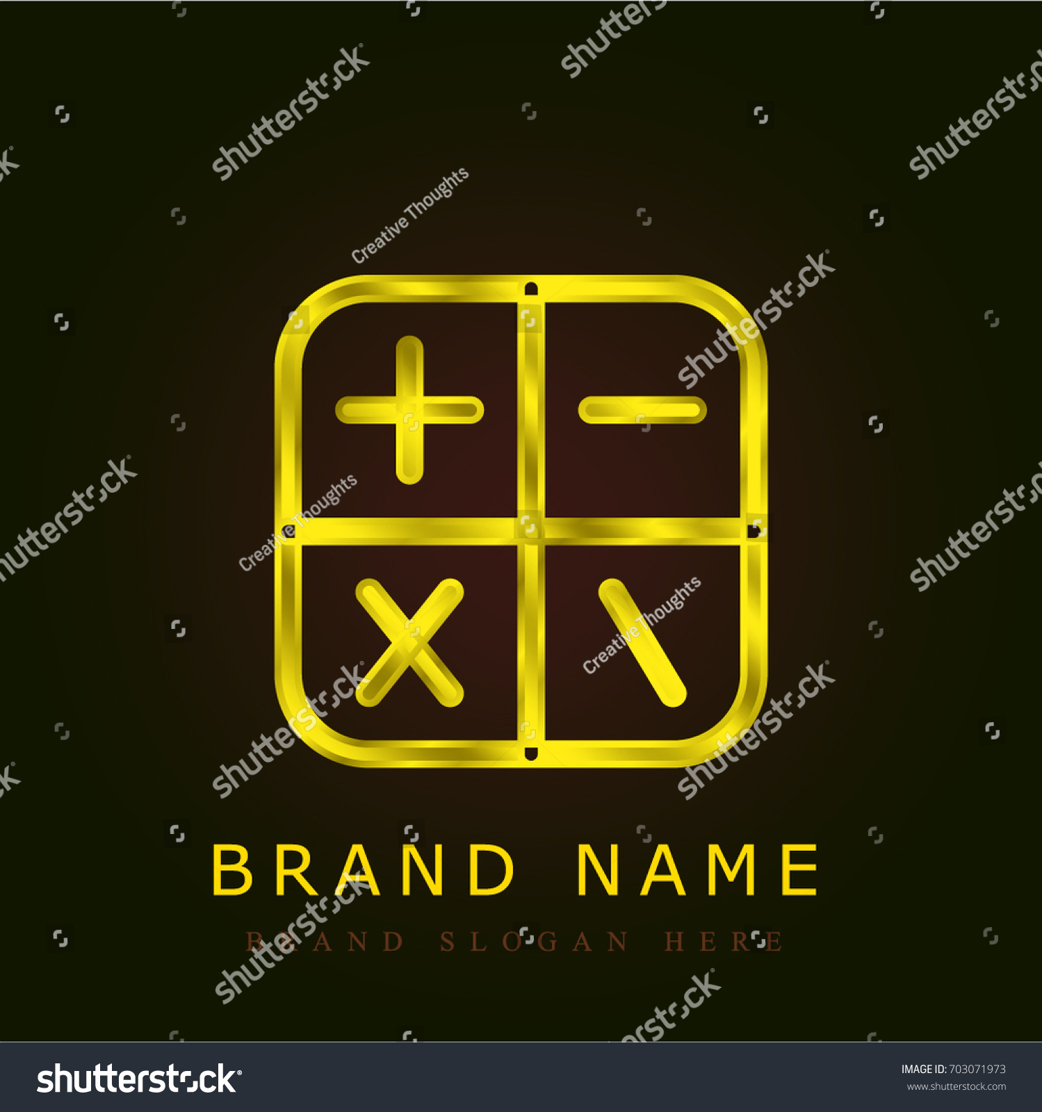 Calculator Golden Metallic Logo Stock Vector (Royalty Free) 703071973 ...