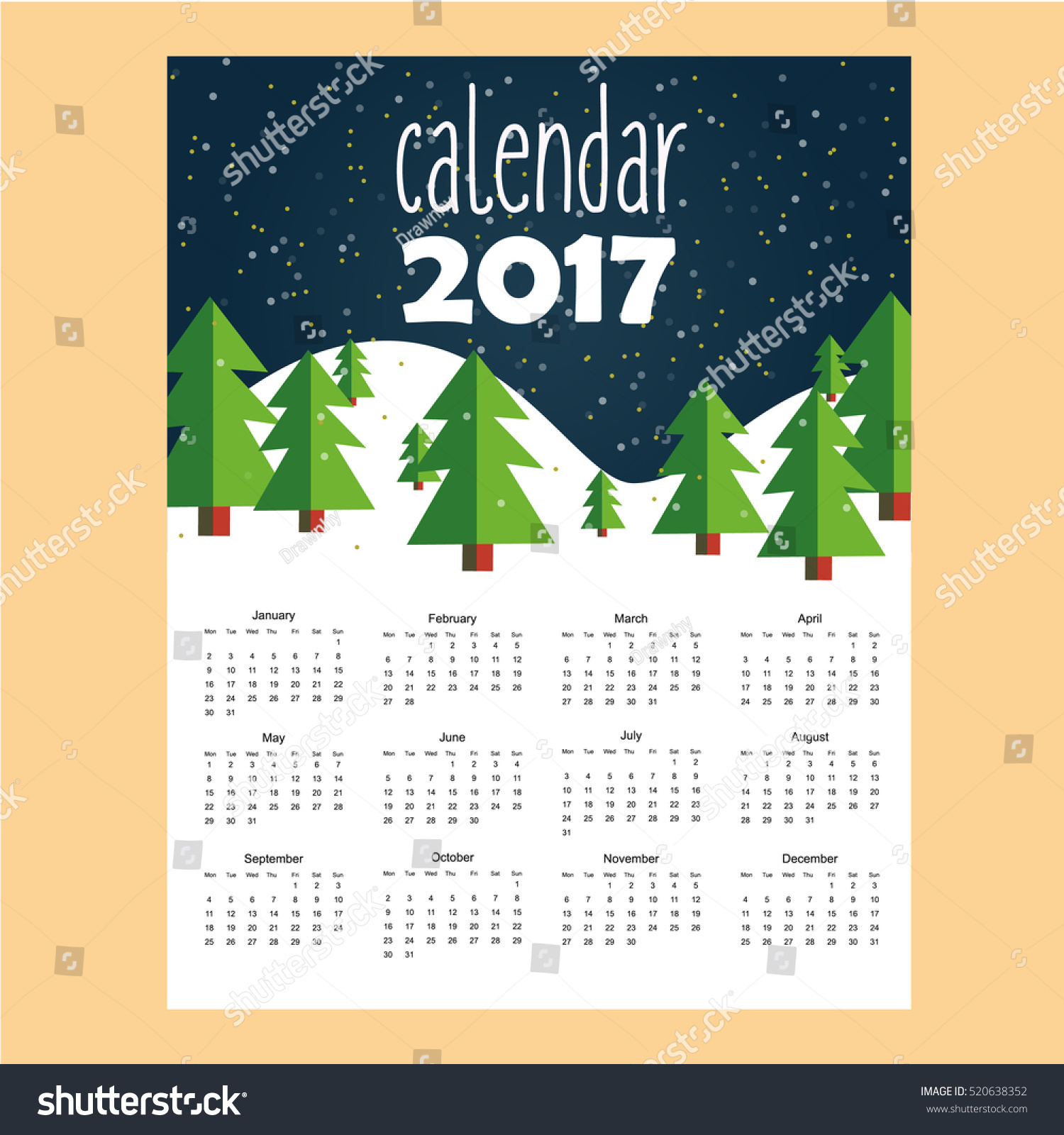 Calendar Stock Vector Illustration 520638352 : Shutterstock