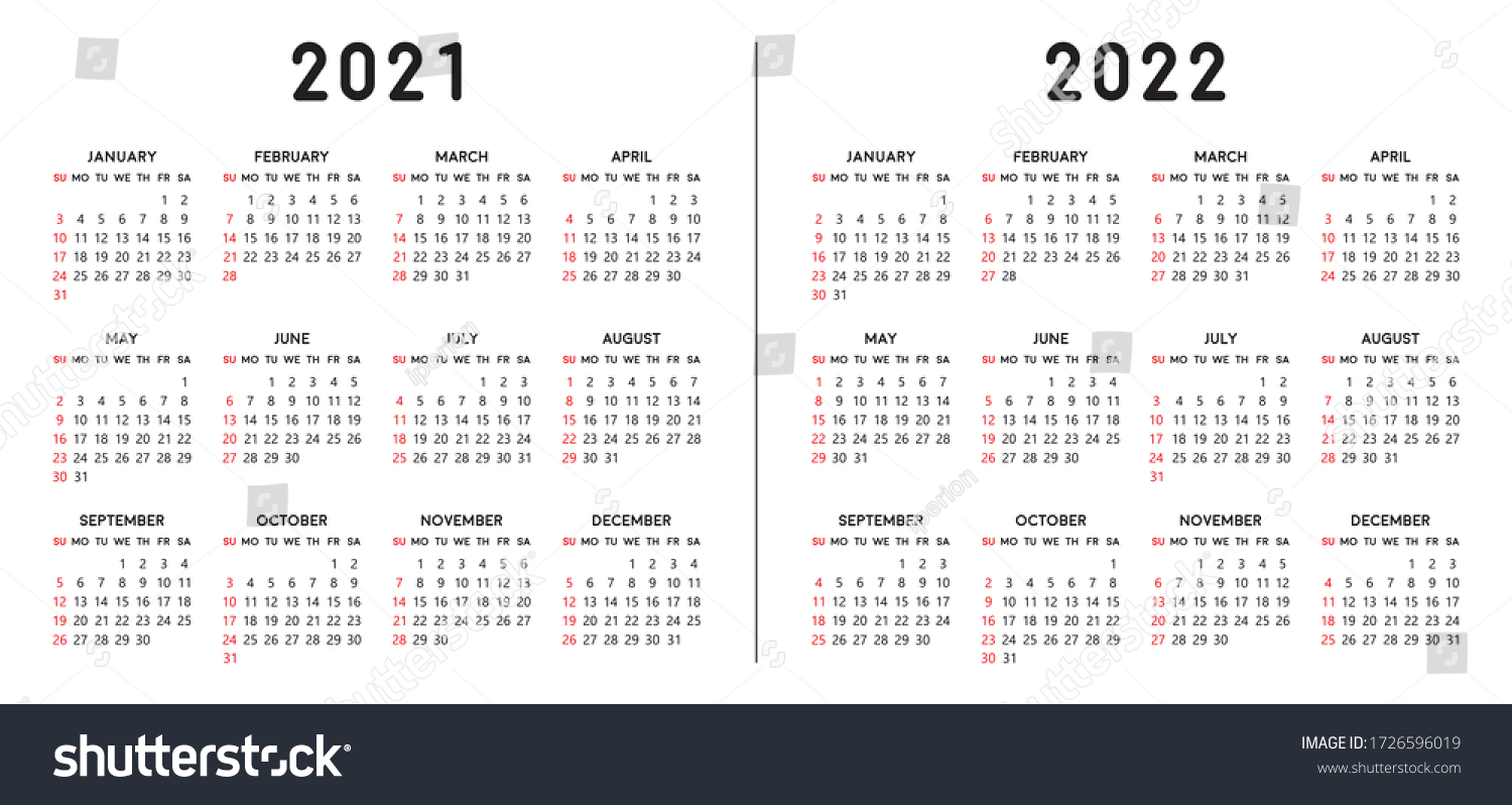Calendar 2021 2022 Black White Calendar Stock Vector (Royalty Free ...