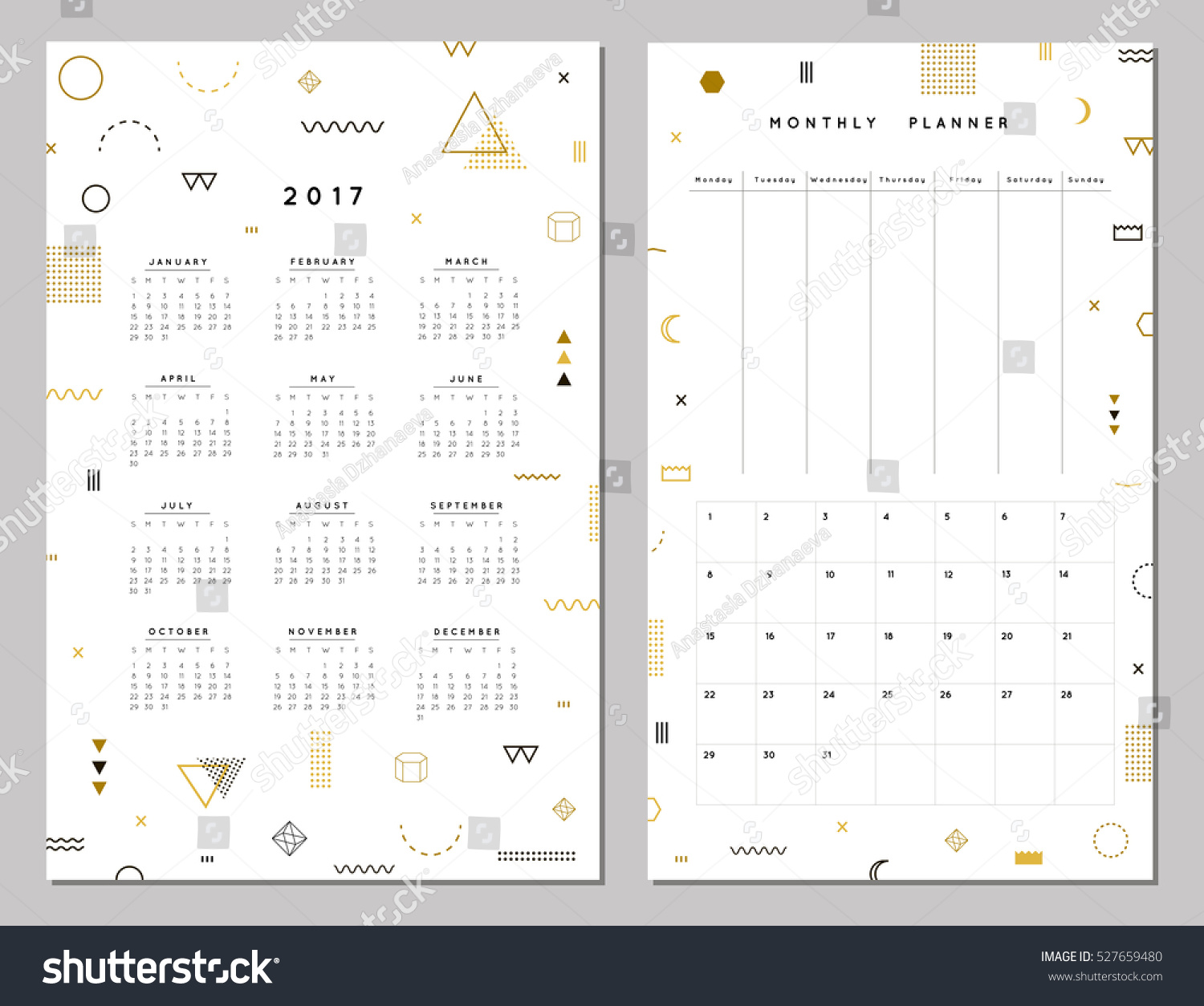 Planner Style Calendar Template : Calendar monthly planner creative memphis stock Planner Style Calendar Template : Calendar monthly planner creative memphis stock