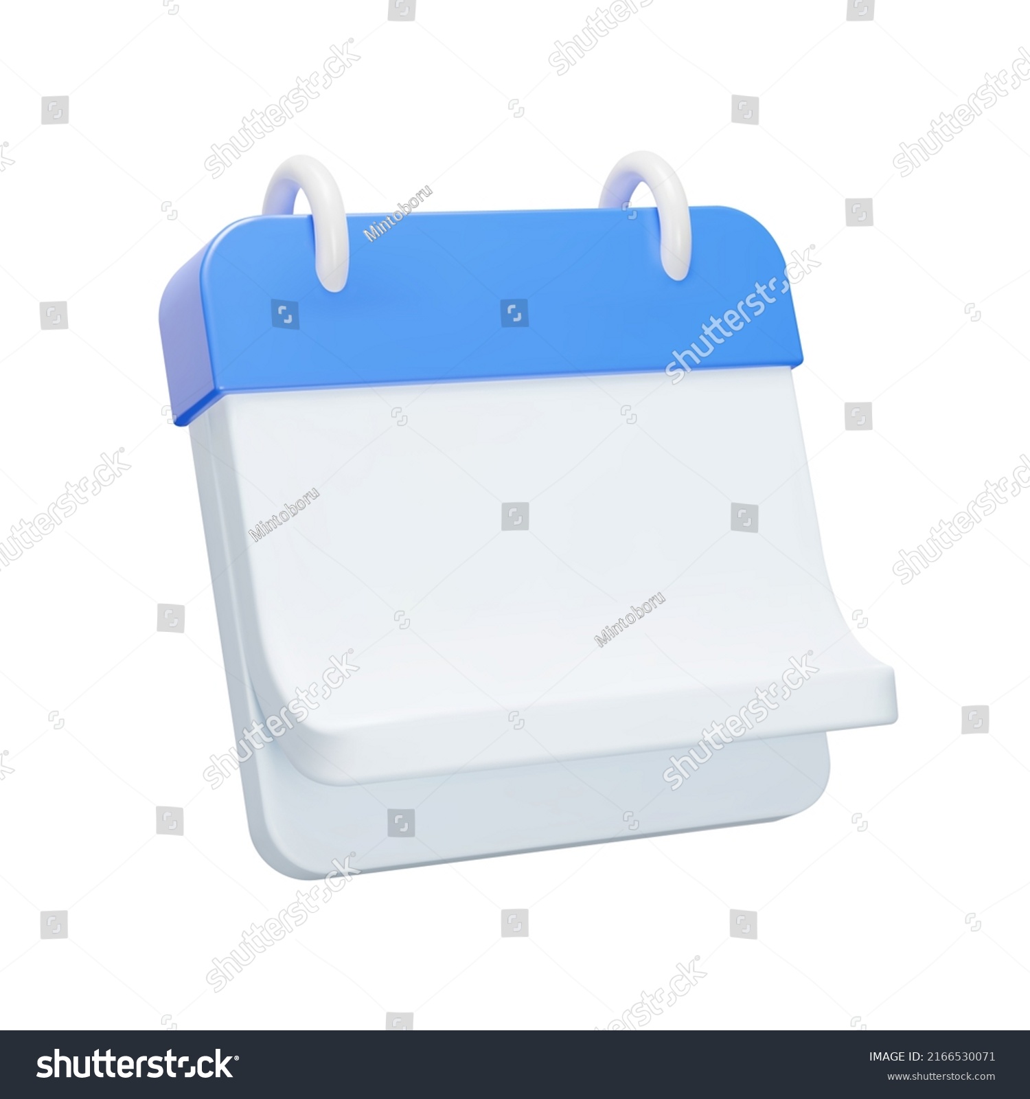 SVG of Calendar 3d icon. Folded out calendar sheet, blank. Isolated object on a transparent background svg