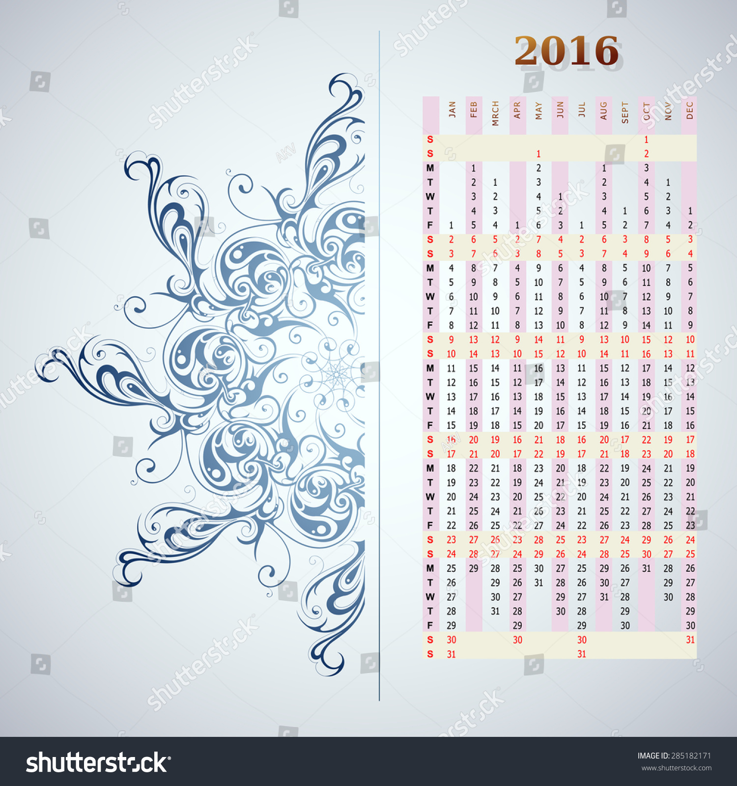 2016 leap year calendar