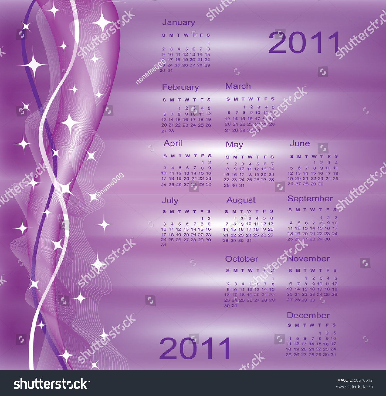 Calendar For 2011. On Purple Modern Background Stock Vector ...