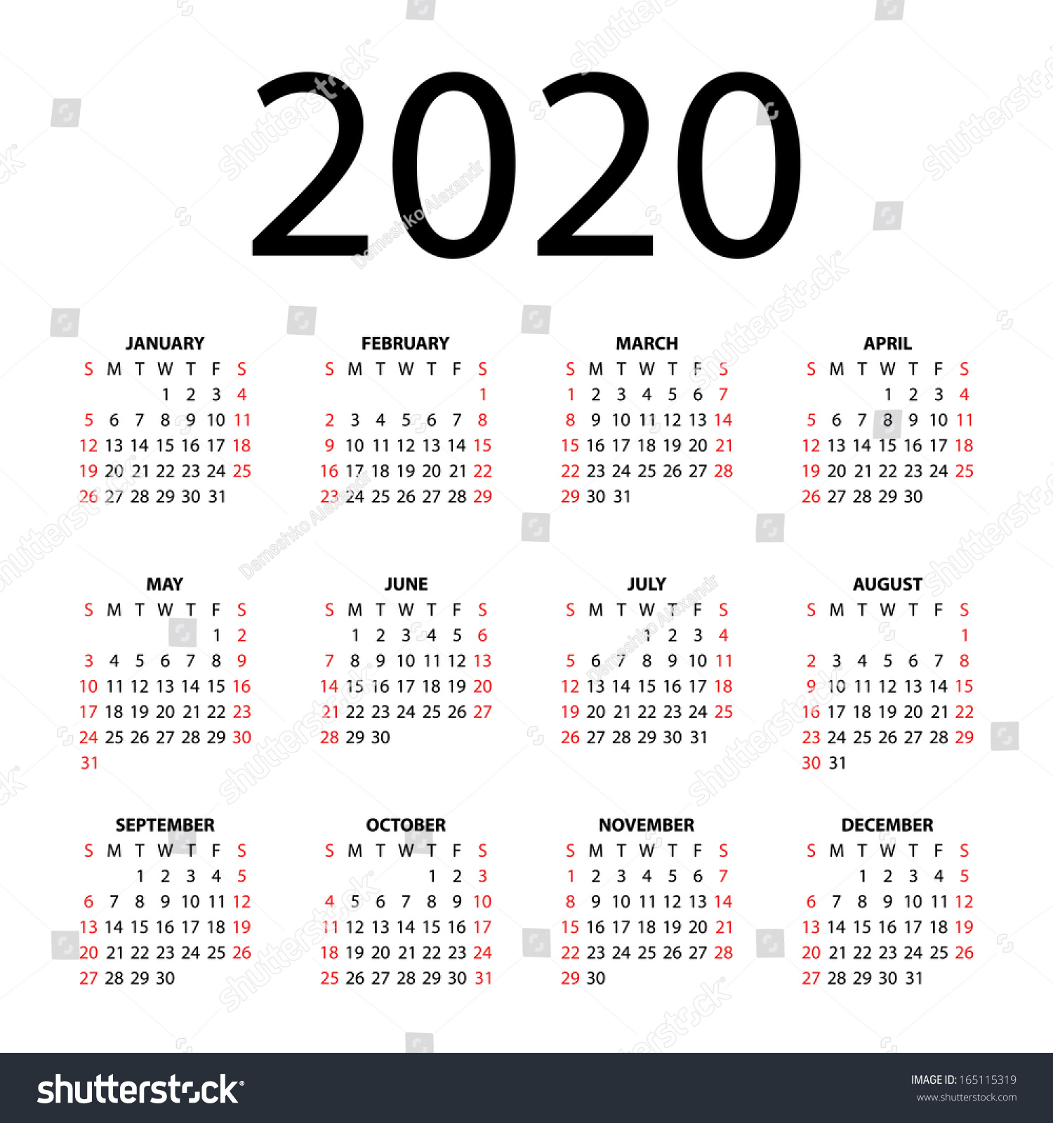 calendar 2020 on white background vector stock vector 2020 spring calendar