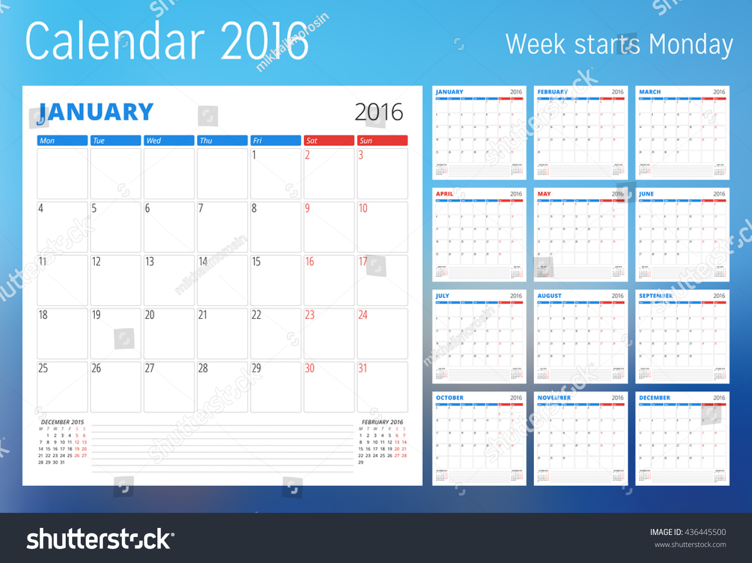 Planner Style Calendar Template : Calendar year planner template vector stock Planner Style Calendar Template : Calendar year planner template vector stock