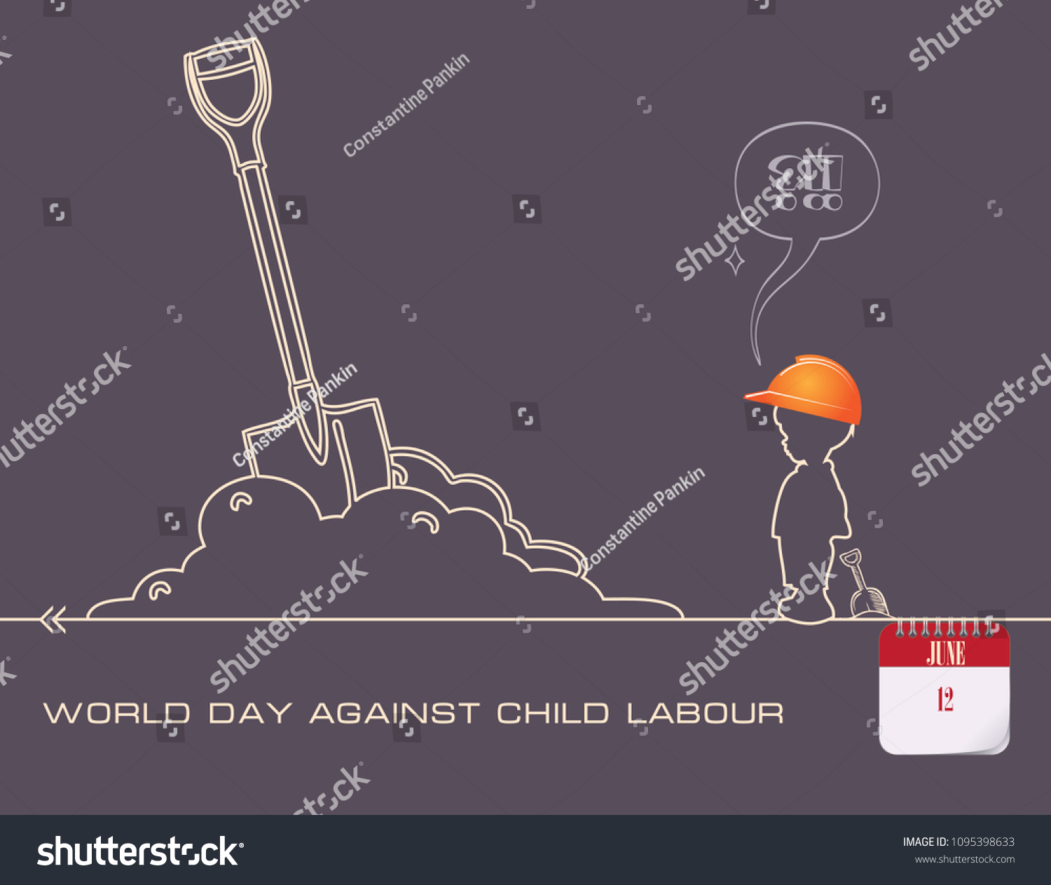 SVG of Calendar holiday of June - Post Card World Day Against Child Labour svg