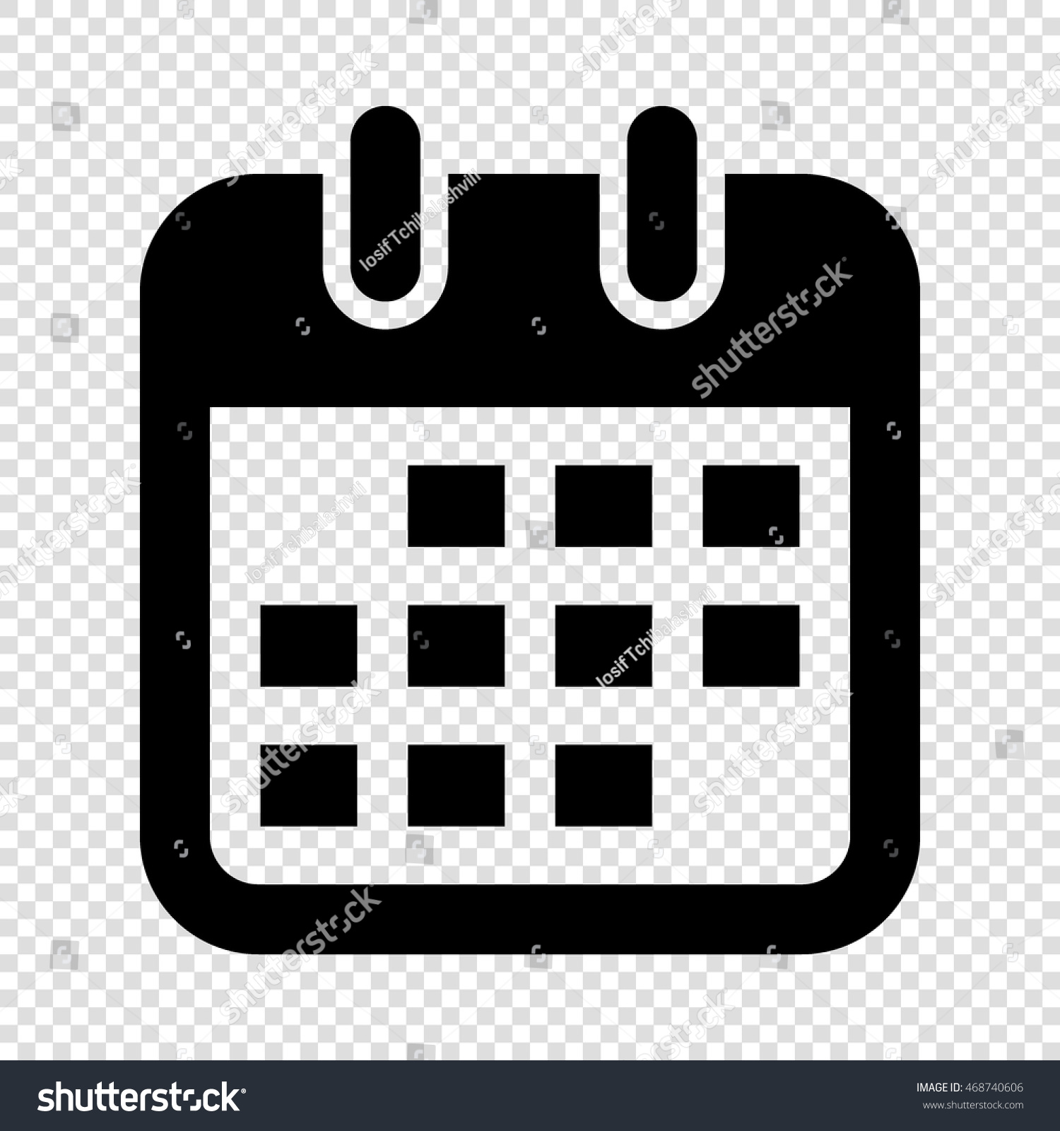Calendar Icon Black On Transparent Background Stock Vector Royalty Free