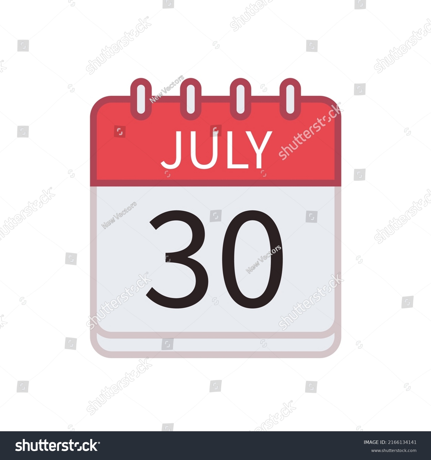 Calendar Icon 30 July Date Month Stock Vector (Royalty Free) 2166134141 ...