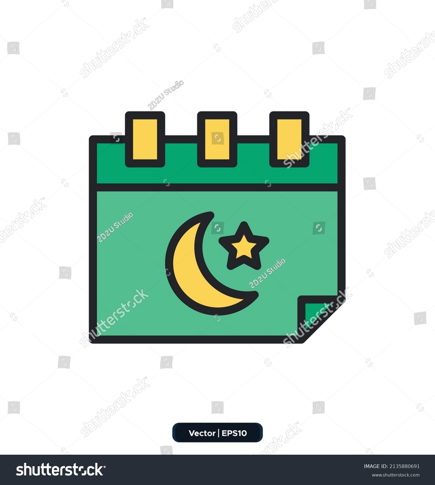 Calendar Icon Ramadan Islamic Holiday Symbols Stock Vector (Royalty ...