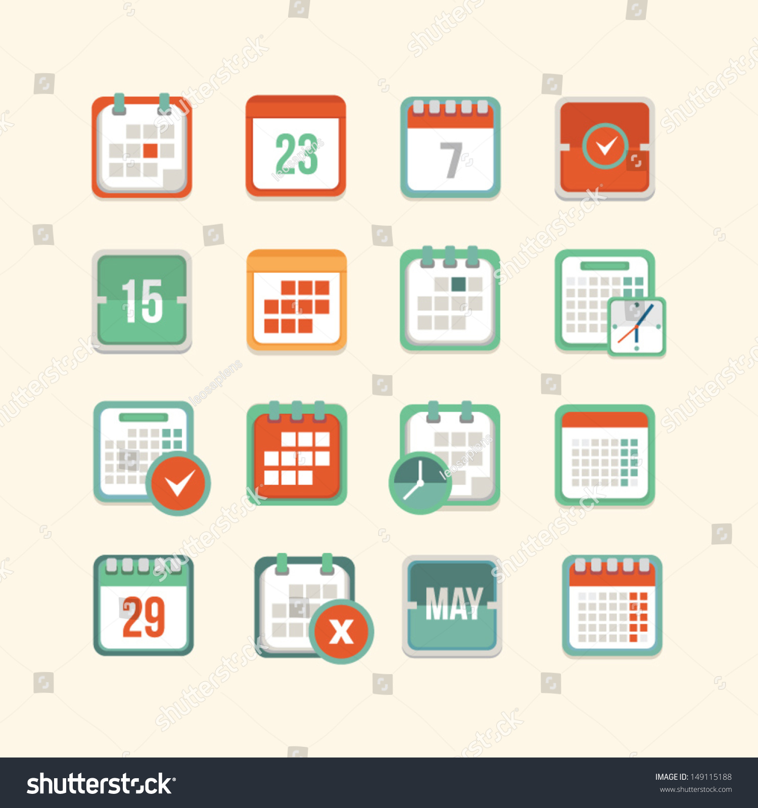 Calendar Icon Set Stock Vector (Royalty Free) 149115188