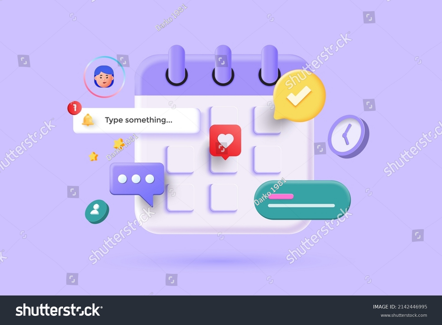 SVG of Calendar icon symbol and related icons in minimal cartoon style design. Day month year time concept. on purple background. Vector 3d illustration svg