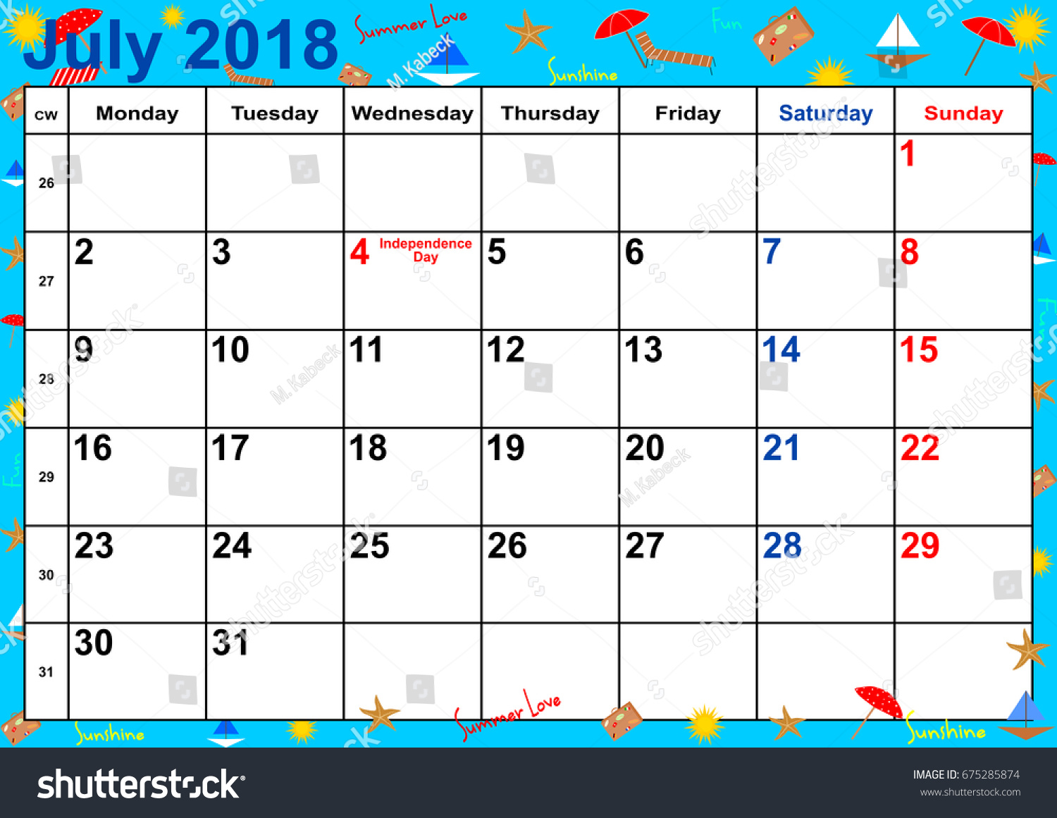 calendar-2018-month-july-public-holidays-stock-vector-675285874