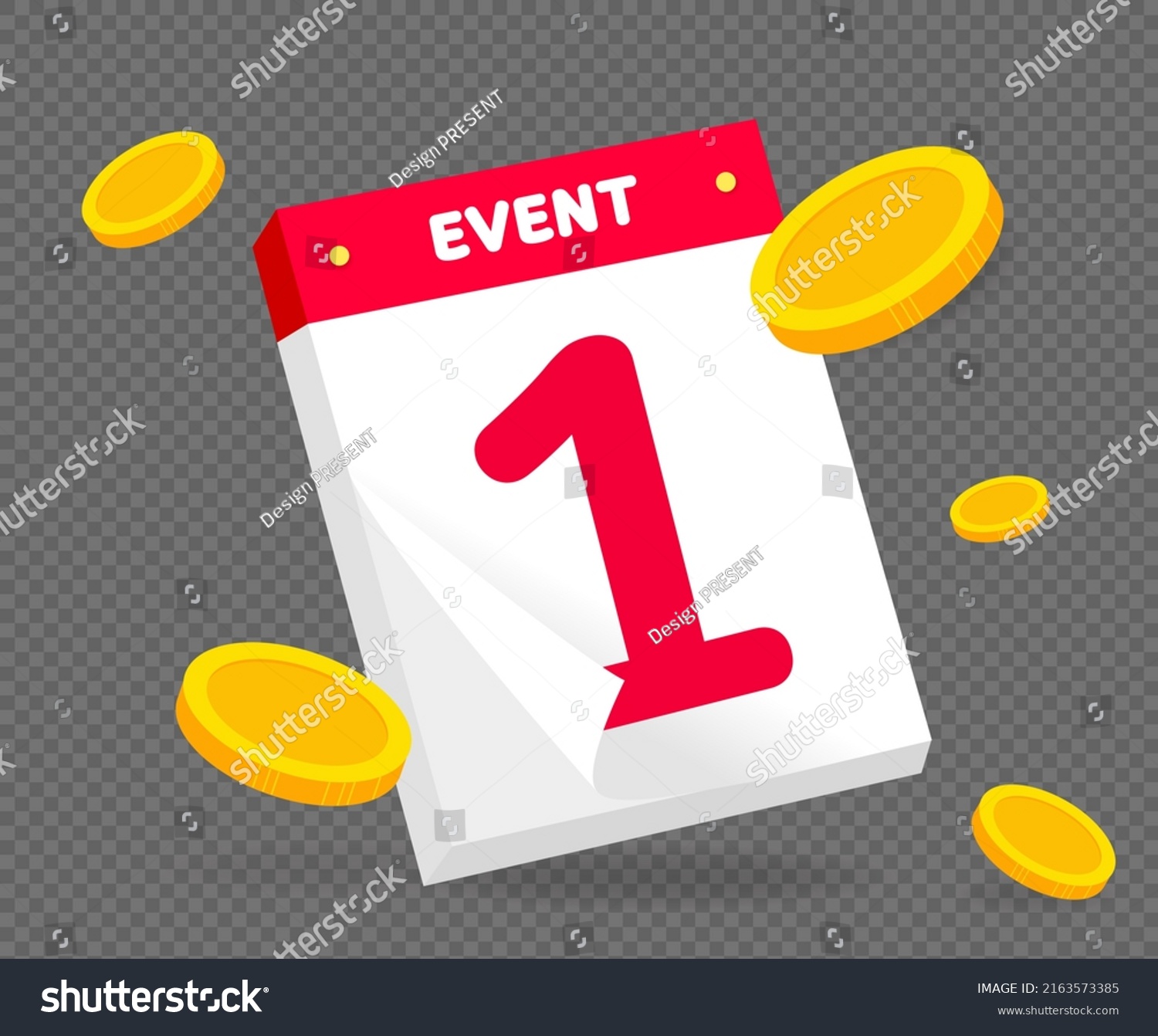 Calendar Pages Coin Collections Events Illustration Stock Vector