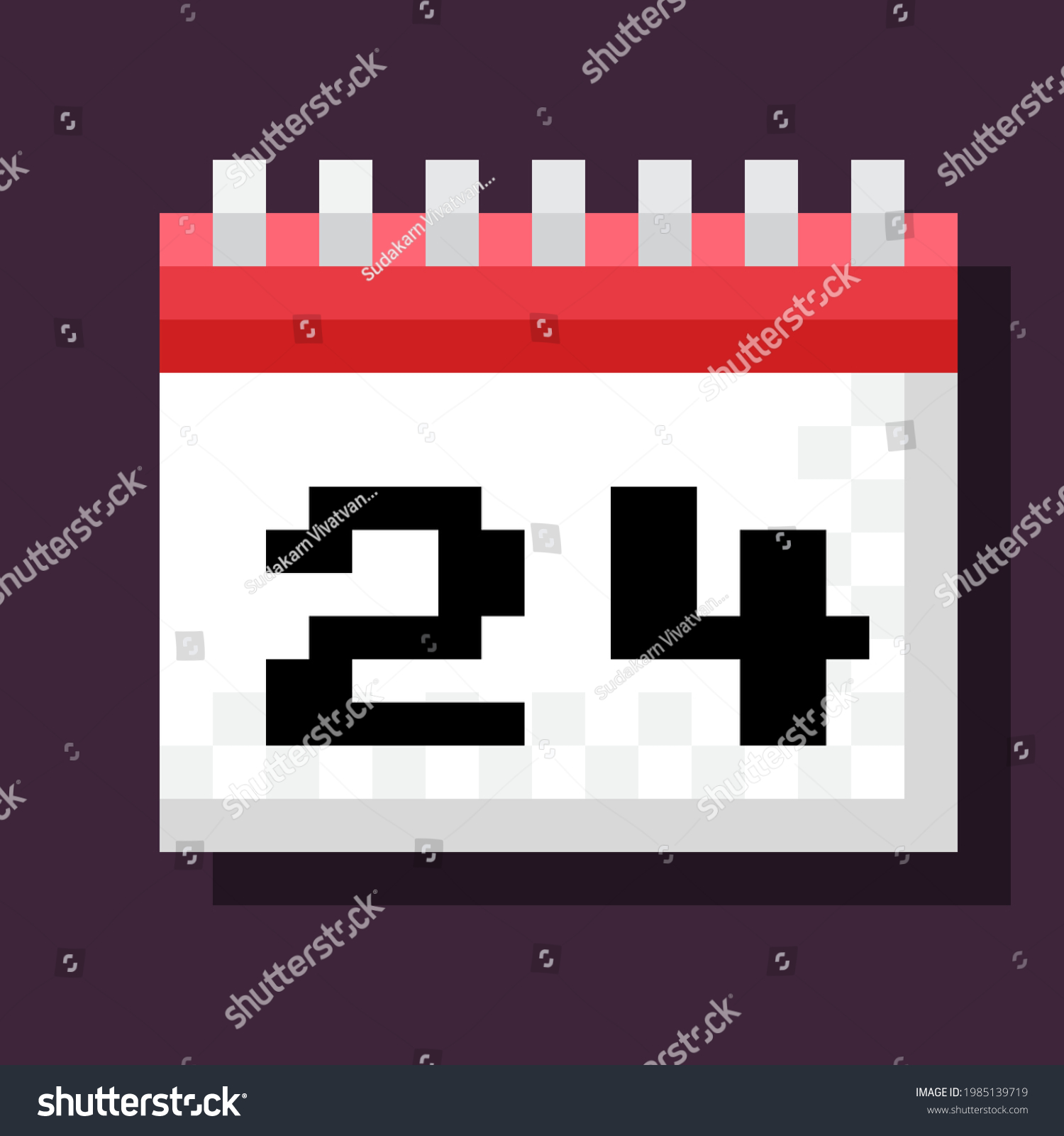 Calendar Pixel Art Website Flat Icon Stock Vector (Royalty Free