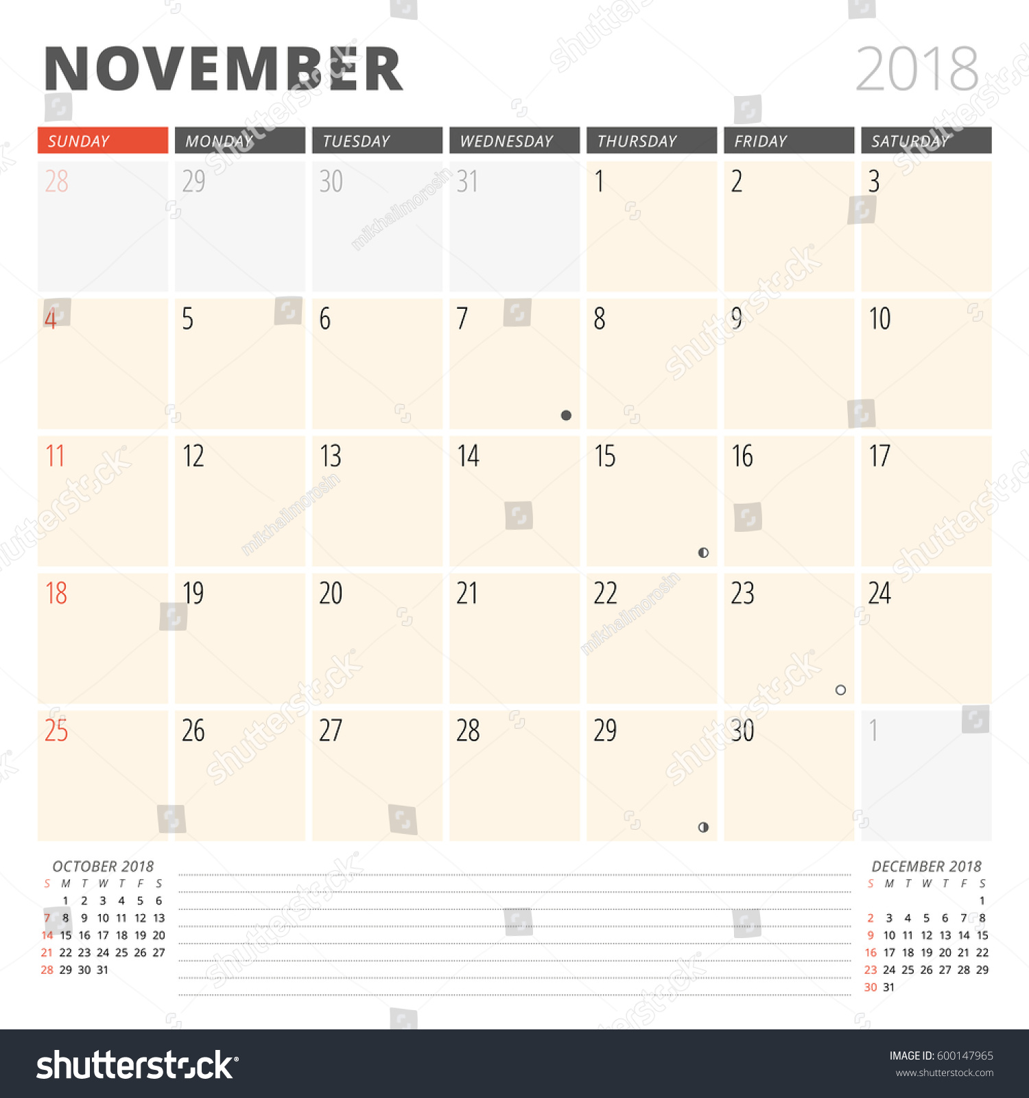 november 2018 calendars page