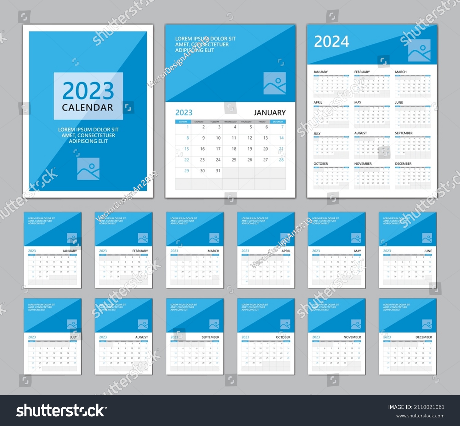 Calendar 20232024 Template Set Desk Calendar Stock Vector (Royalty Free ...