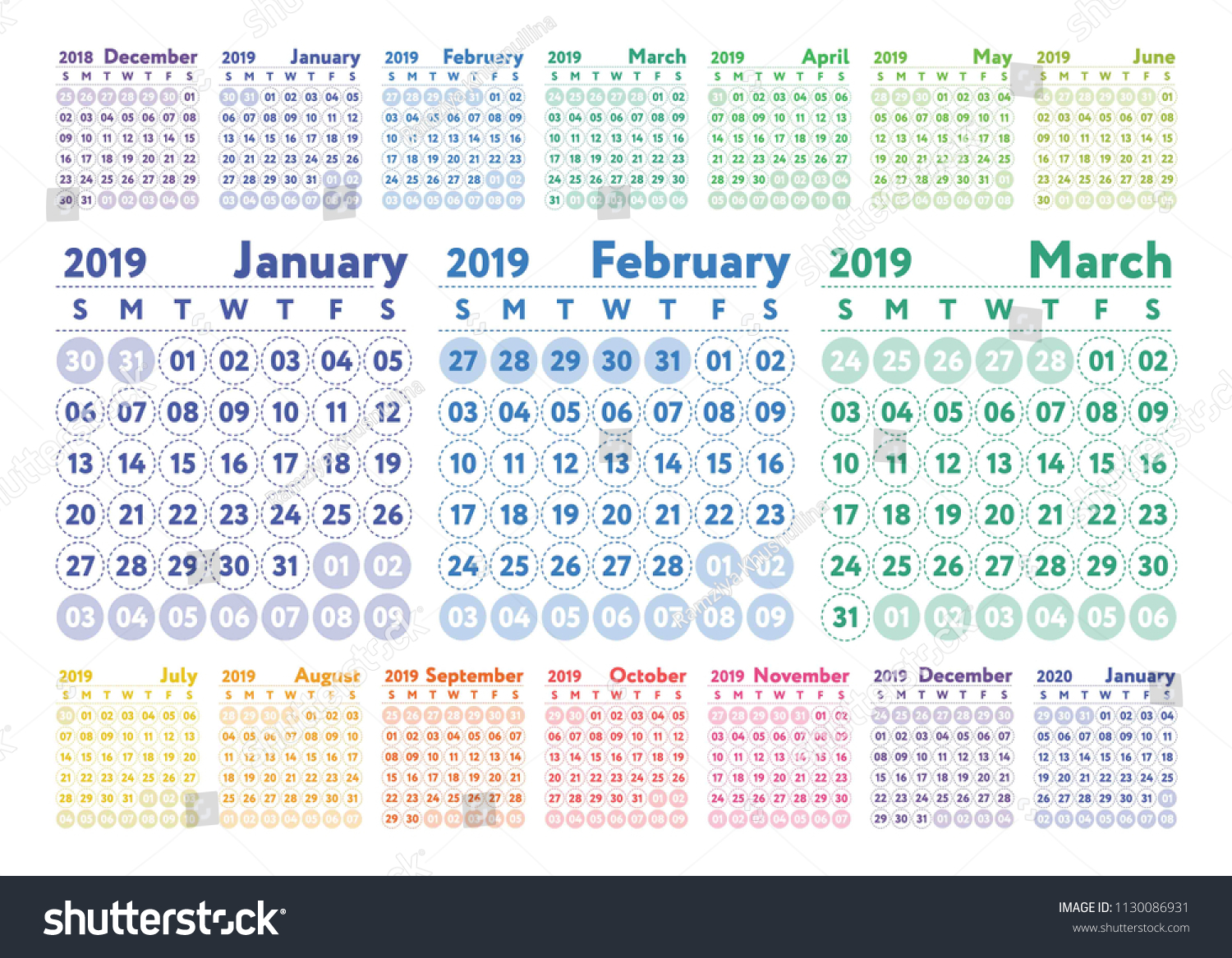 calendar 2019 vector color english calender stock vector royalty november february november calendar