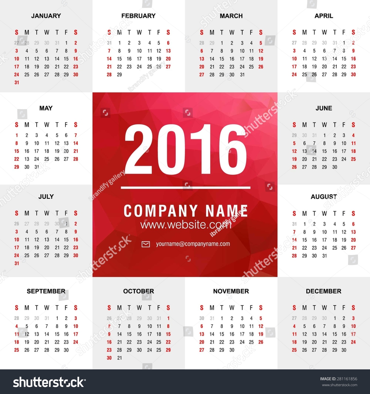 Calendar Typography Template : Calendar vector design template polygonal stock Calendar Typography Template : Calendar vector design template polygonal stock