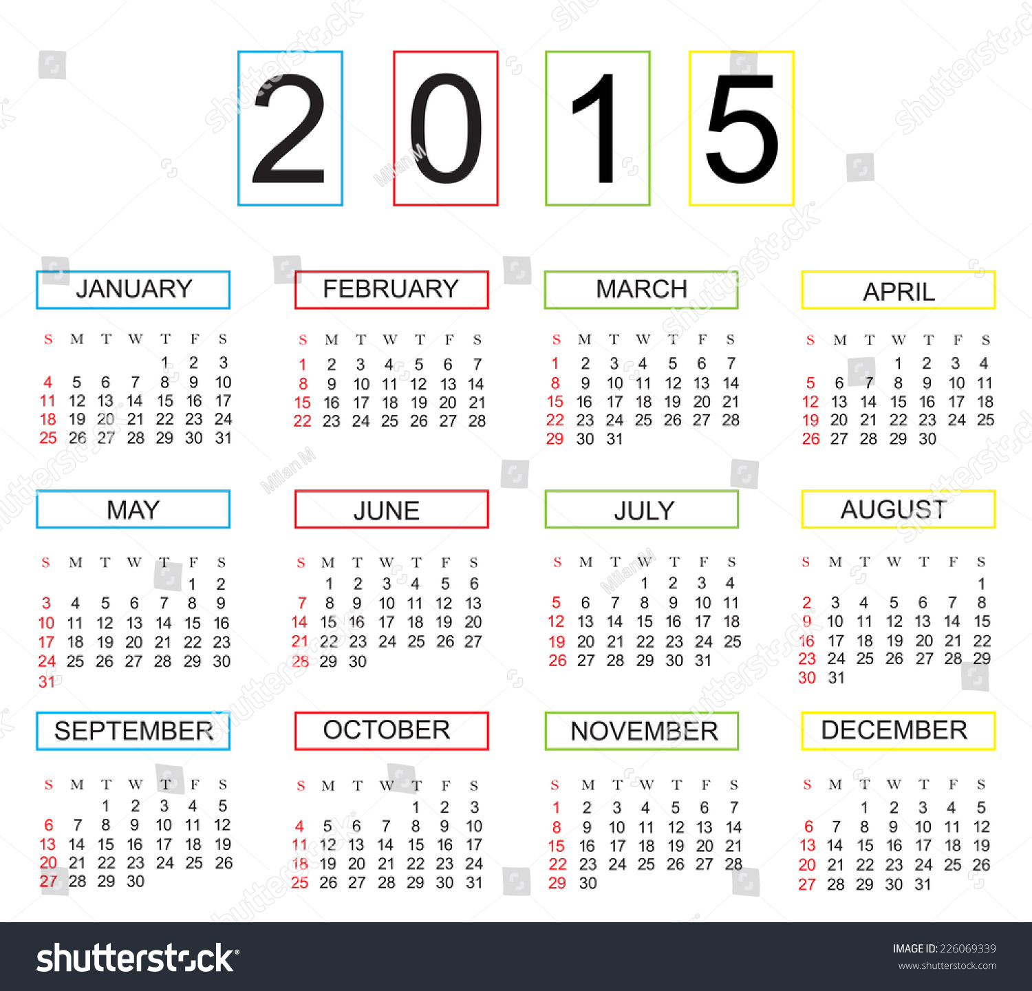 2015 Calendar Design / 2015 Calendar Vertical - Week 