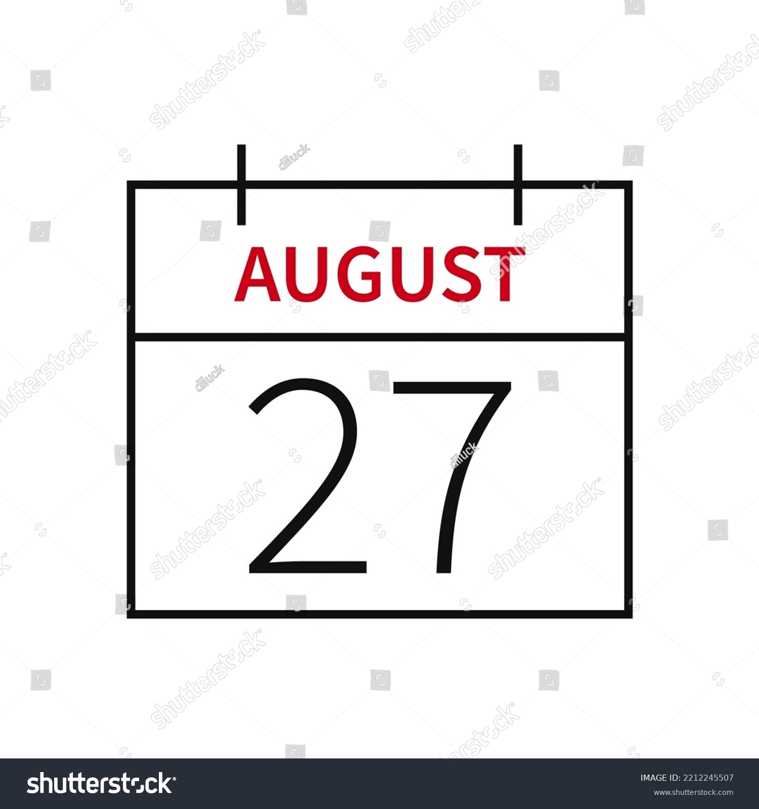 SVG of Calendar with date 27 august, line icon month name and date. Flat vector illustration for UI graphic design. svg