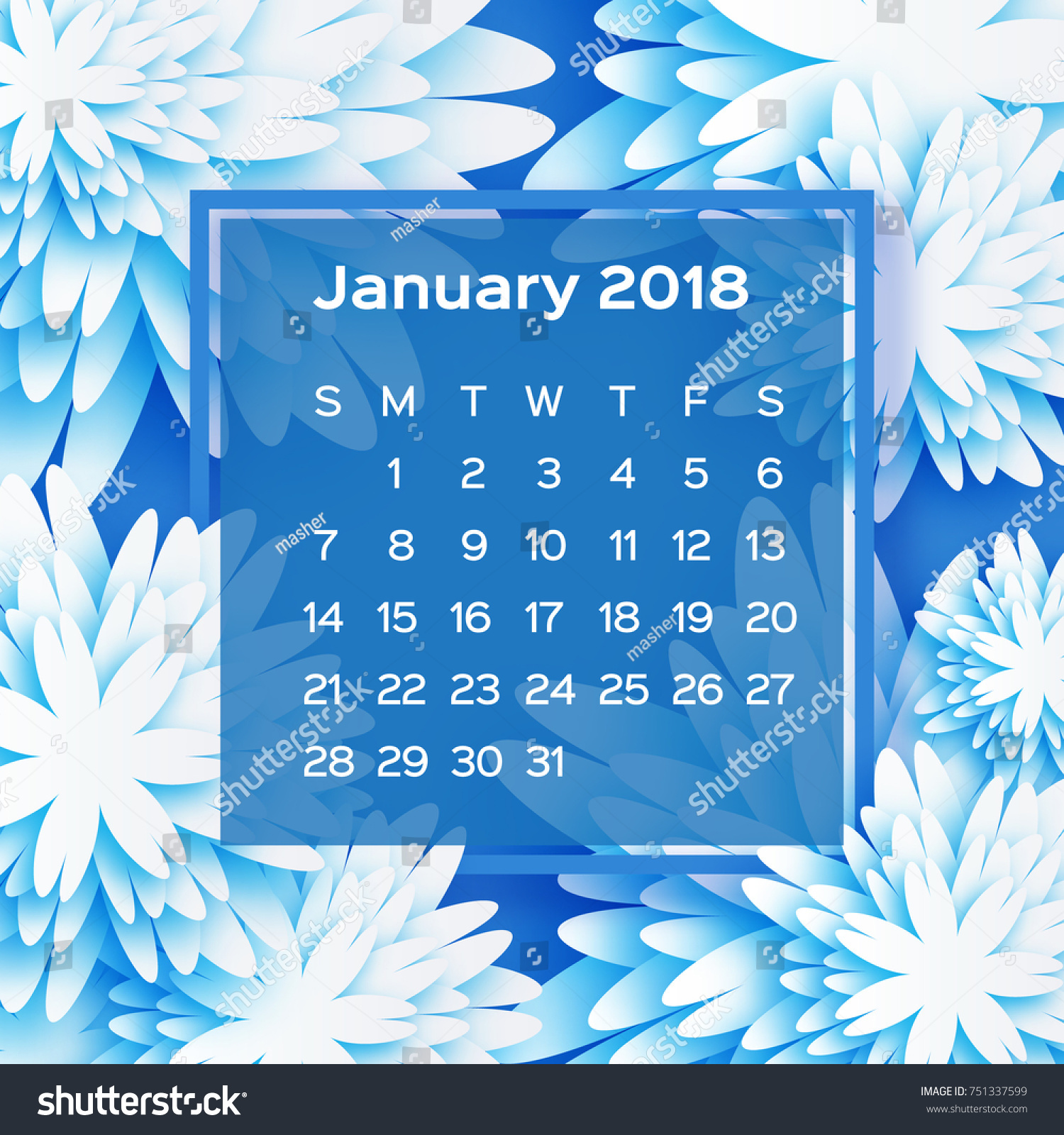 Calendar 2018 Year Blue White January Stock Vector 751337599 Shutterstock Calendar 2018 Year Blue White January Stock Vector 751337599 Shutterstock