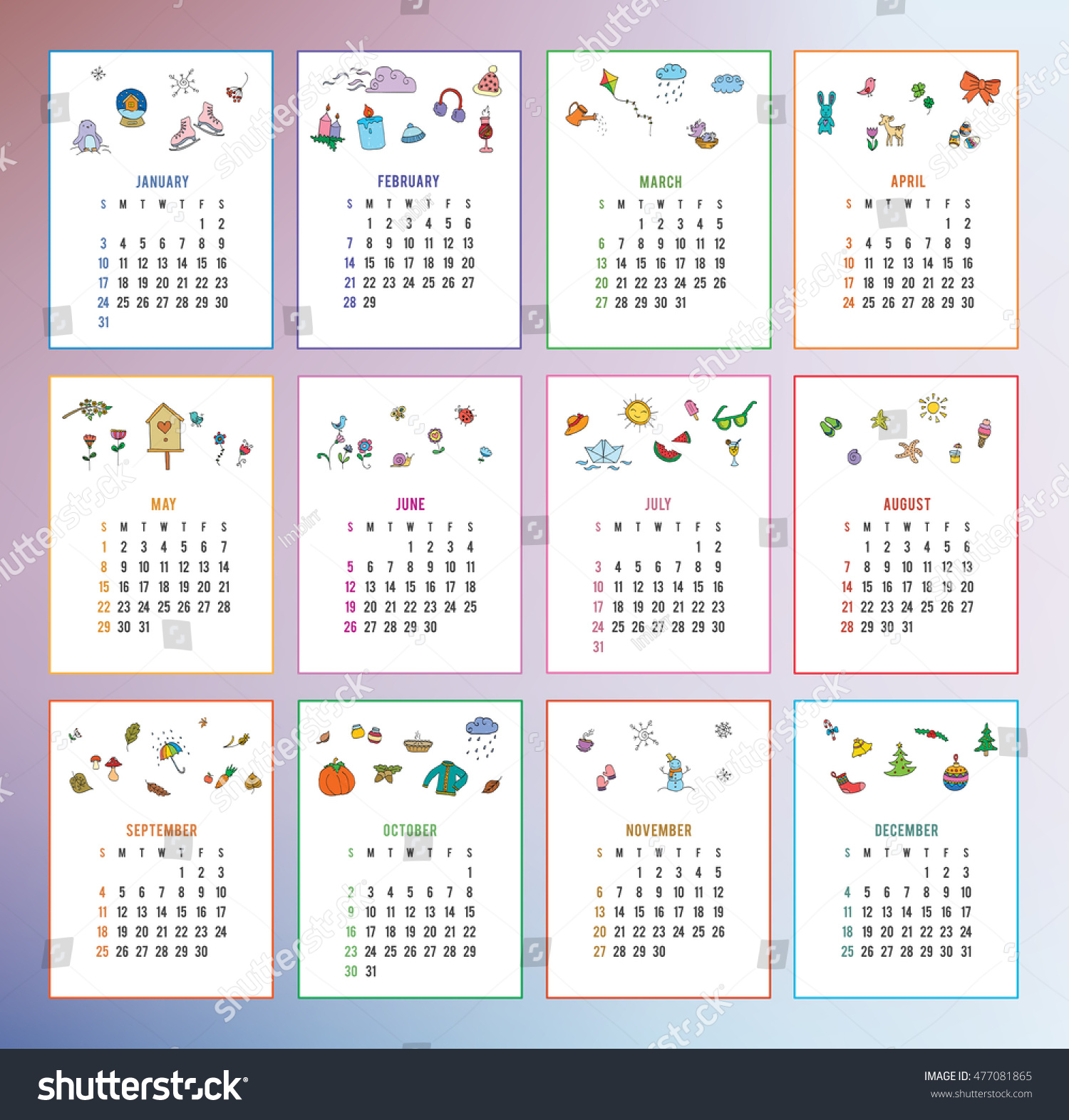 calendar pictures for each month