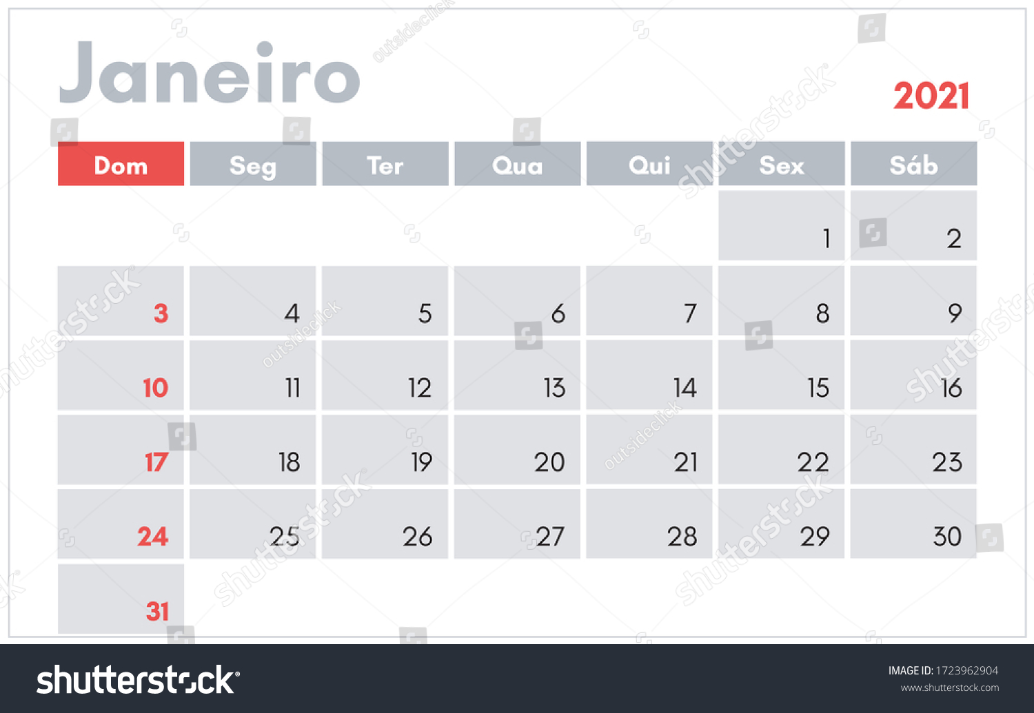 9 Calendario janeiro Images, Stock Photos & Vectors | Shutterstock