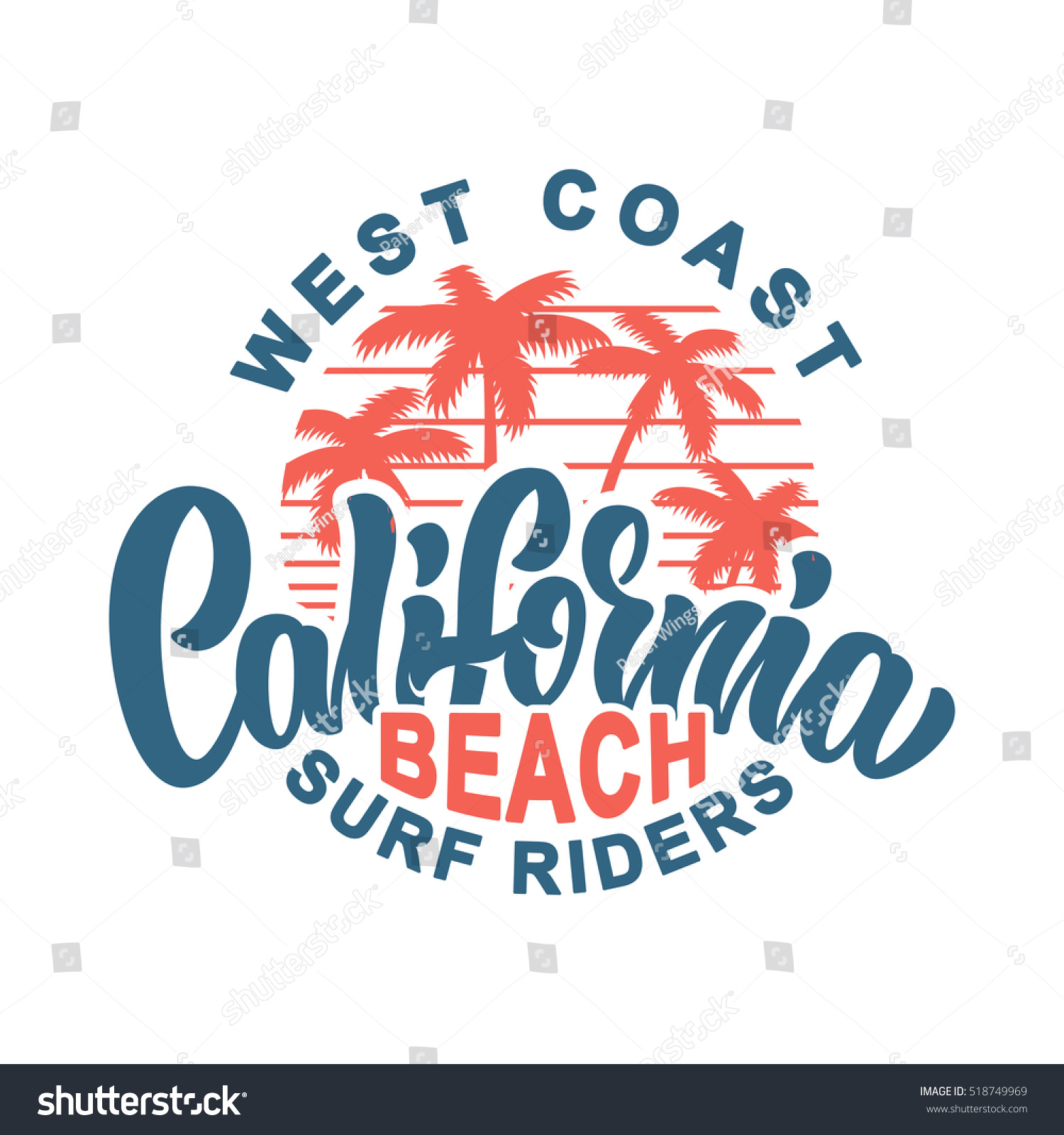California Beach Surf Riders Vector Illustration Stock Vector 518749969 ...