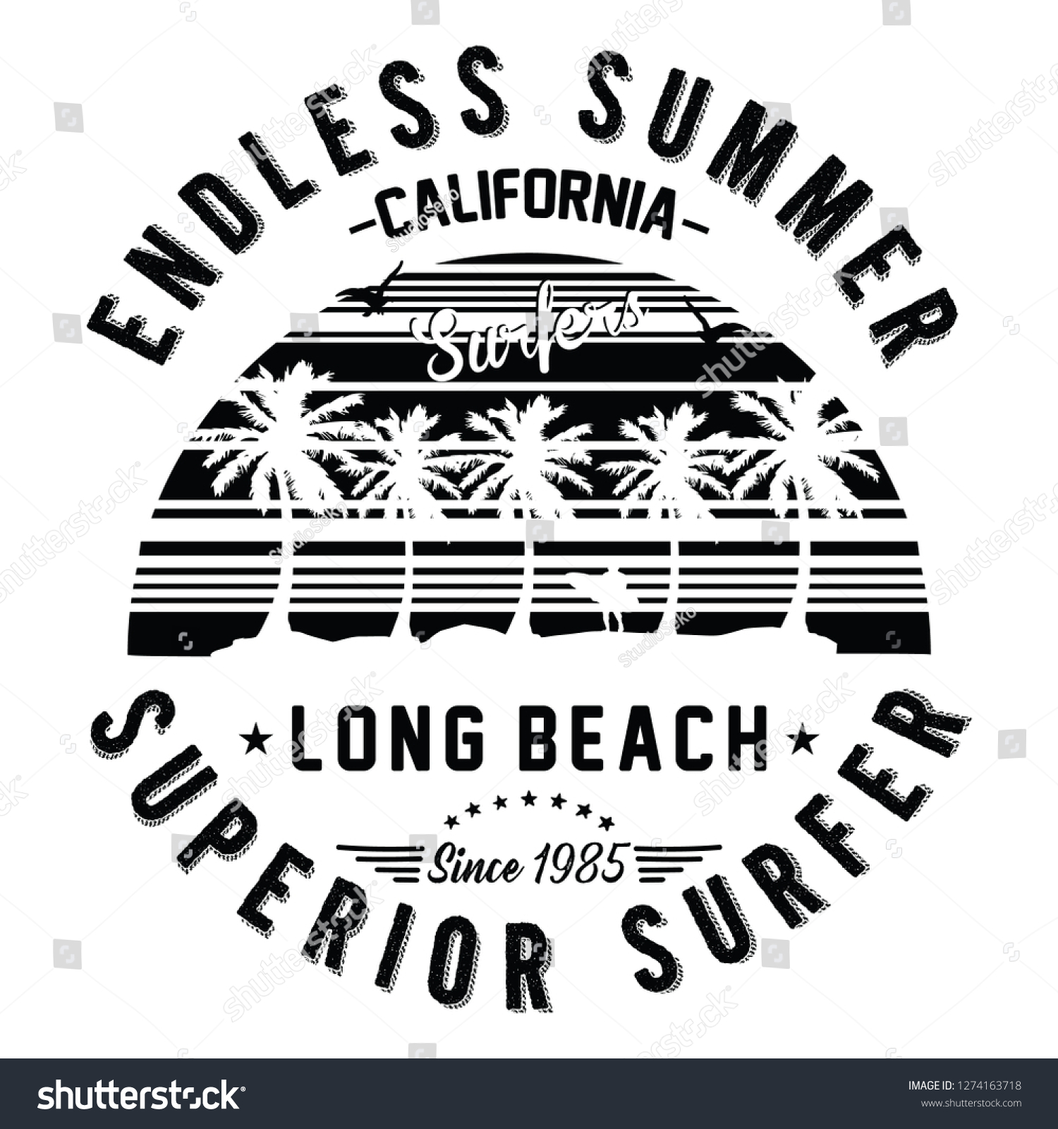 California Endless Summer Slogan Typography Tshirt Stock Vector ...