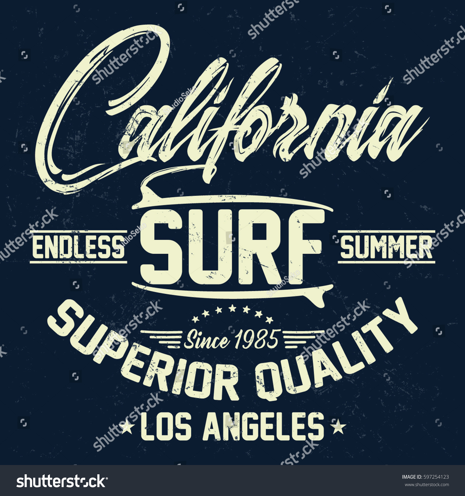 Download California Endless Summer Surf Typography Tshirt Stock Vector 597254123 - Shutterstock