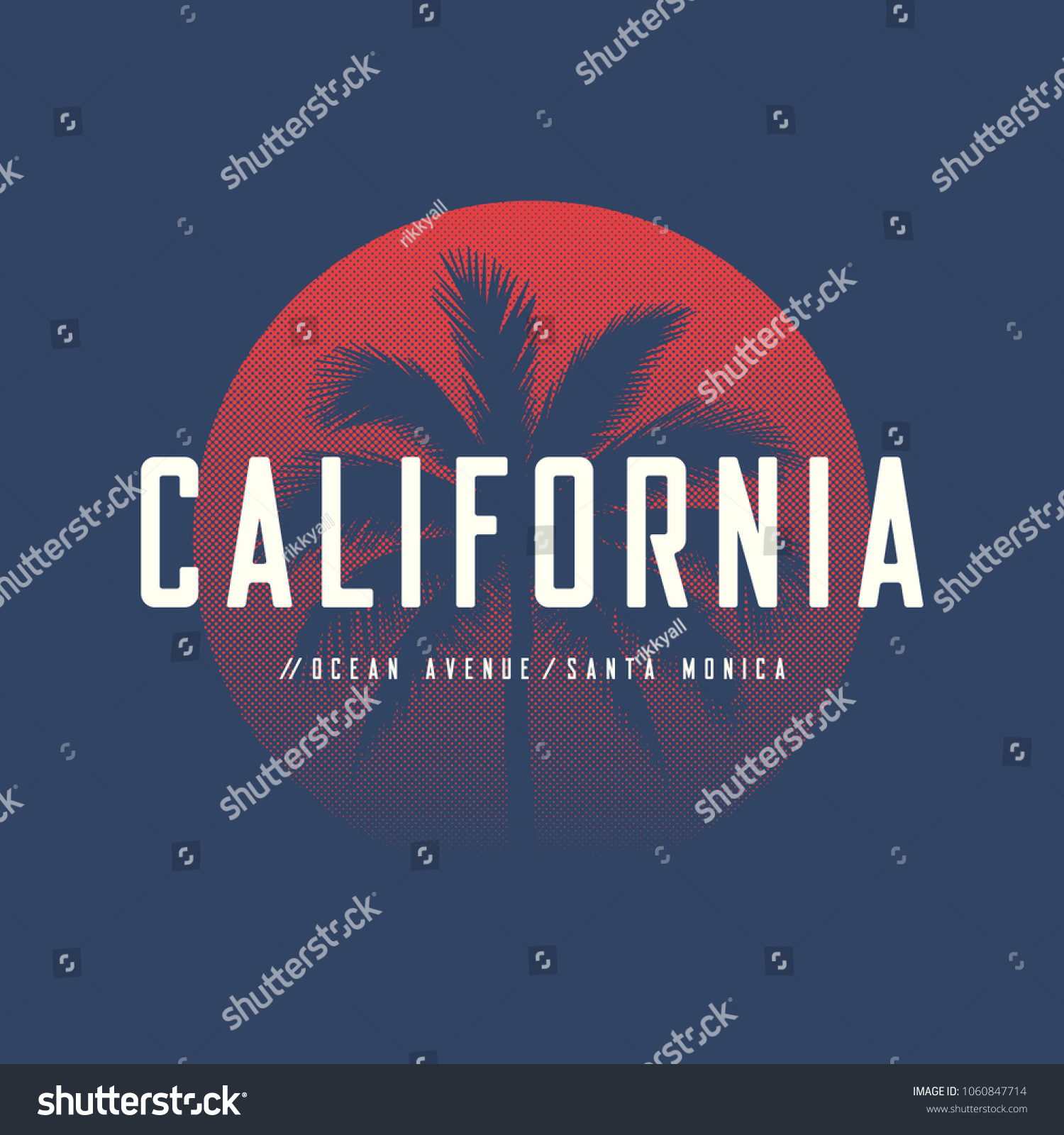 California Ocean Avenue Tshirt Apparel Design Stock Vector (Royalty ...