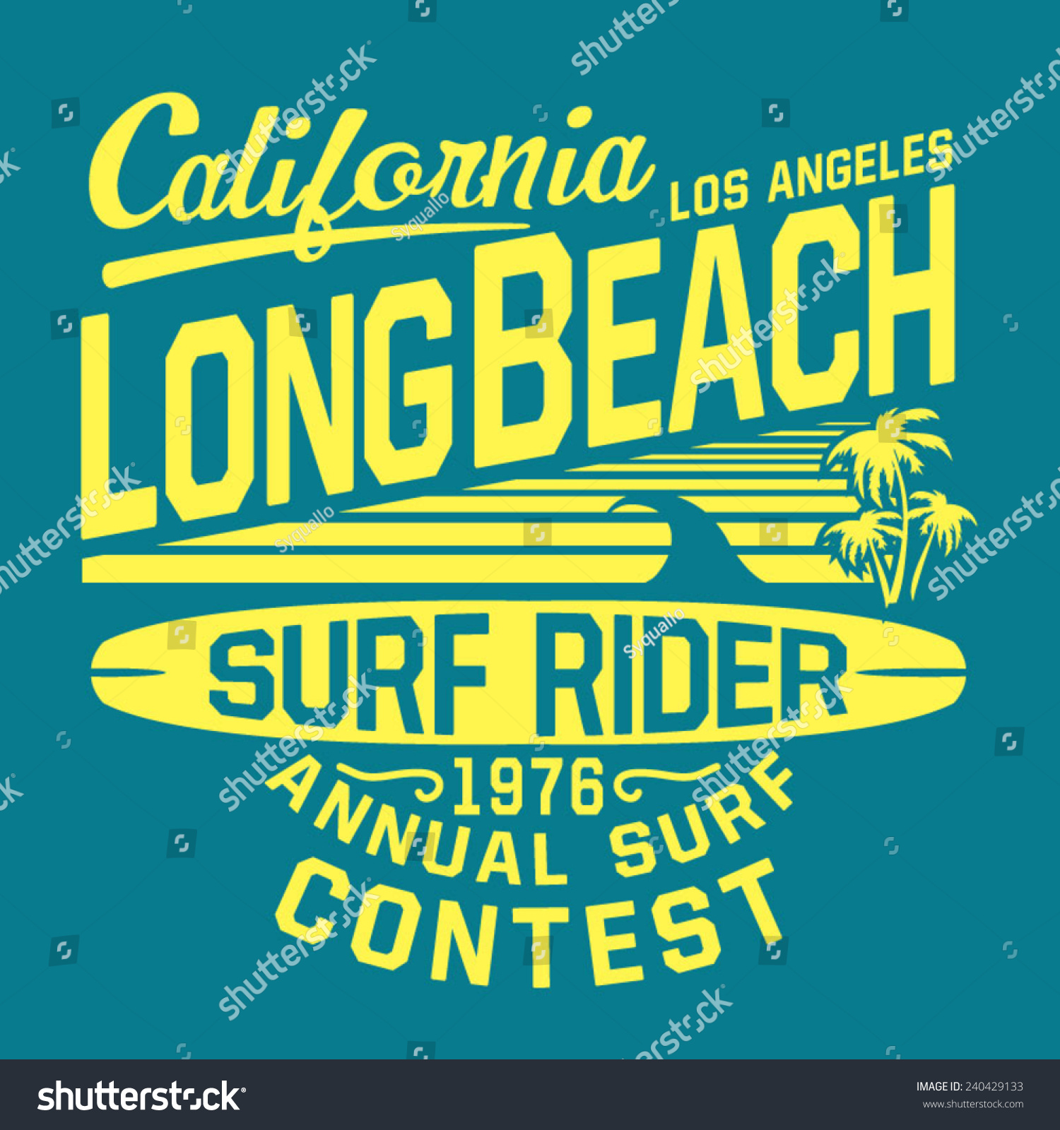 California Sport Surf Typography Tshirt Graphics Stock Vector 240429133 ...