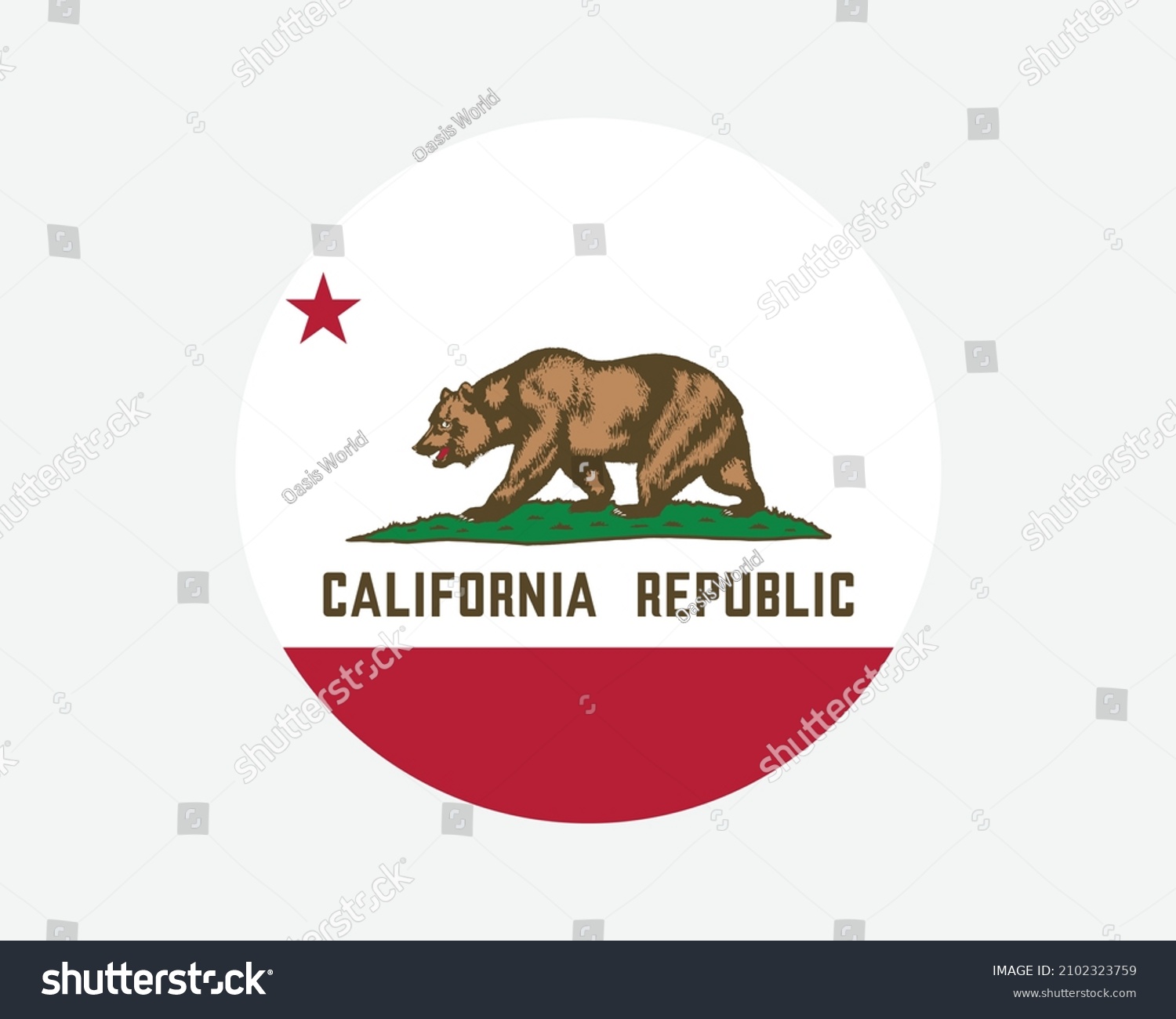 SVG of California USA Round State Flag. CA, US Circle Flag. State of California, United States of America Circular Shape Button Banner. EPS Vector Illustration. svg