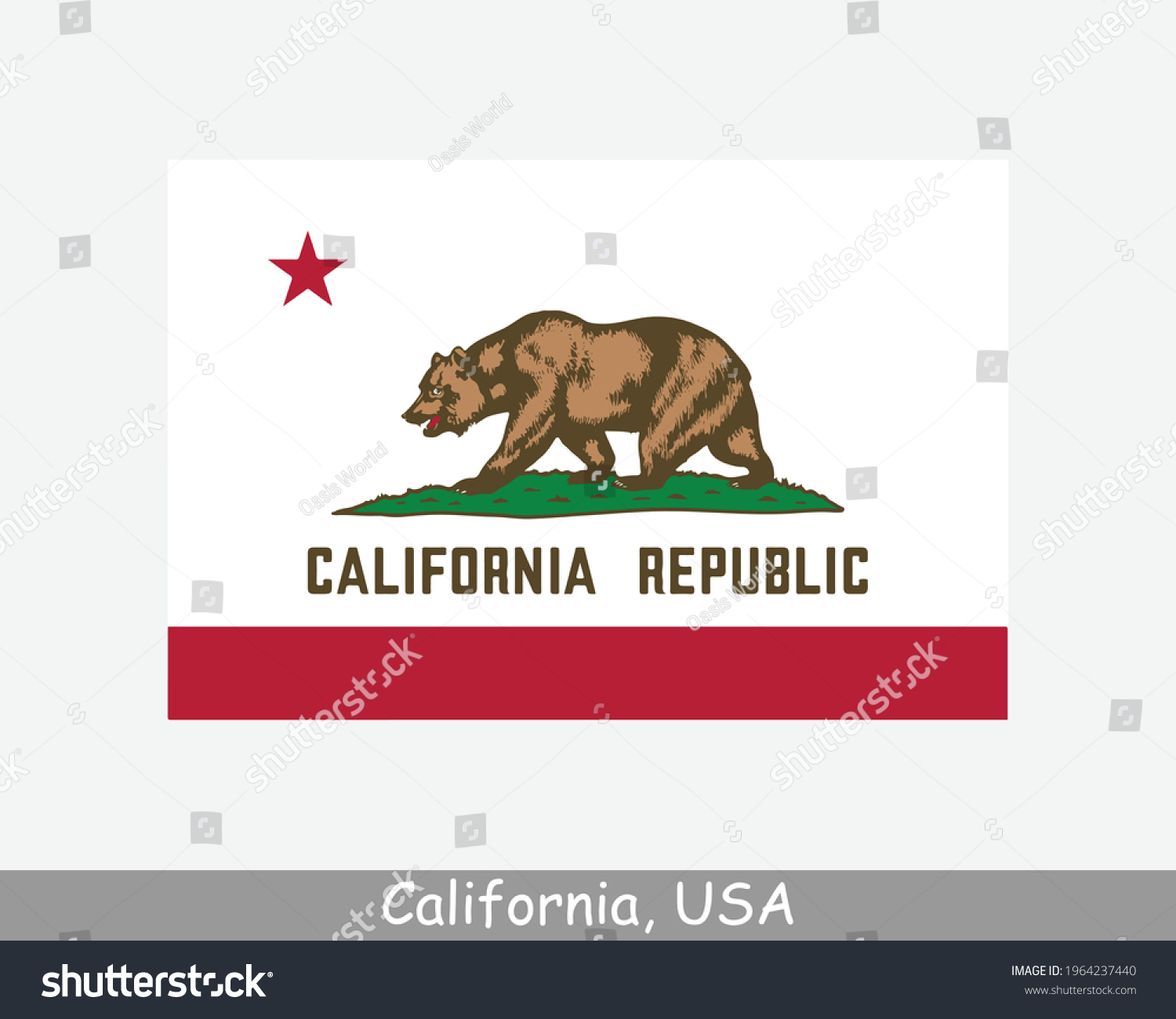 SVG of California USA State Flag. Flag of CA, USA isolated on white background. United States, America, American, United States of America, US State. Vector illustration. svg