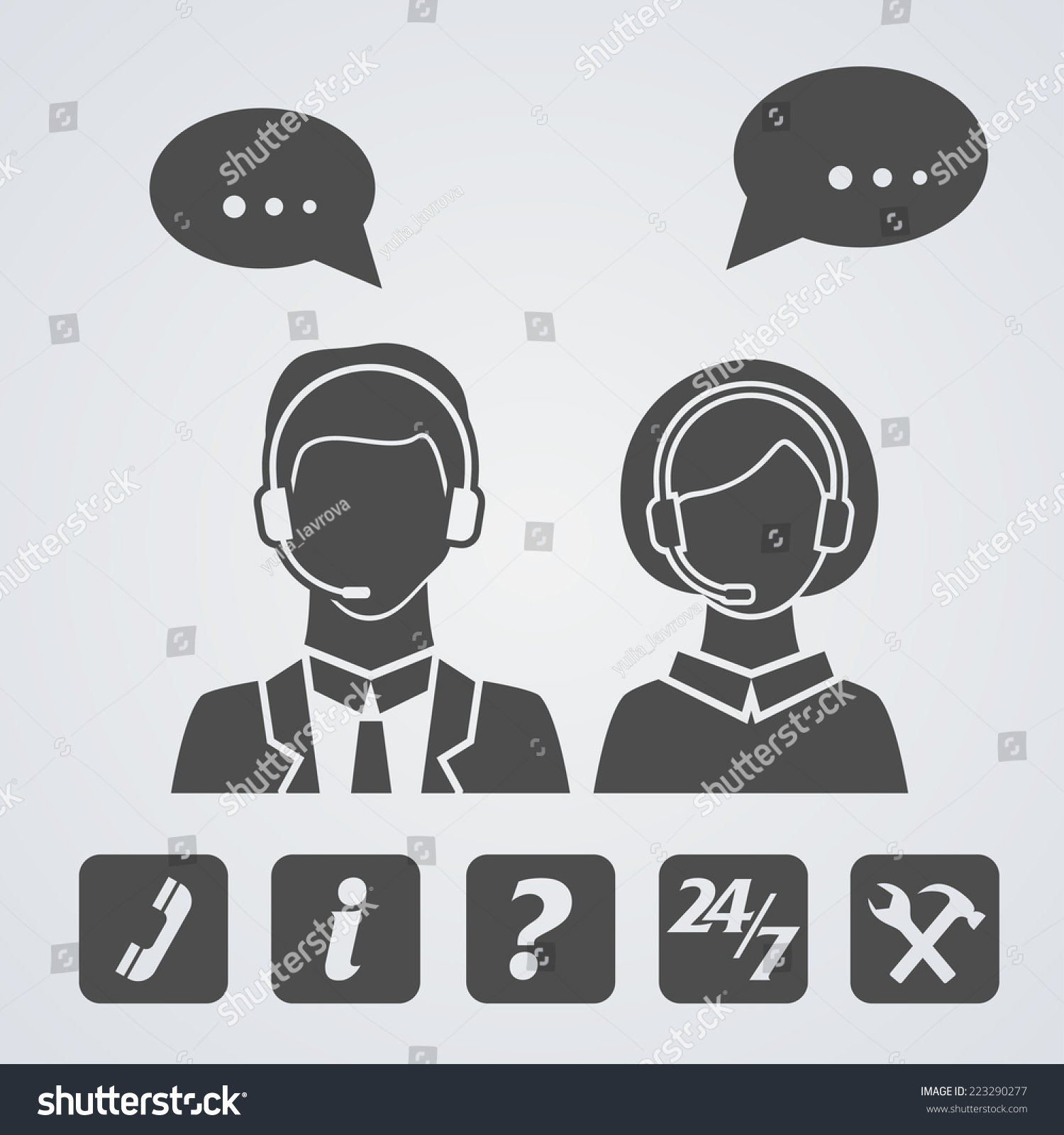 Call Center Technical Support Icons Collection Stock Vector (Royalty ...