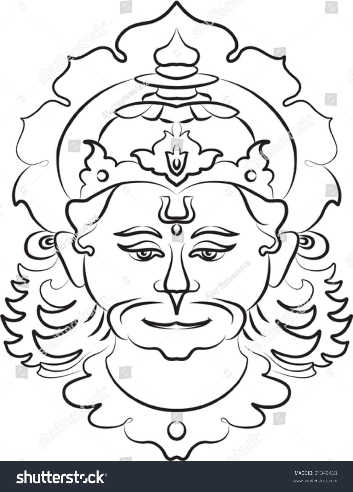 Calligraphic Hanuman The Hindu Ape (Monkey) God Stock Vector ...