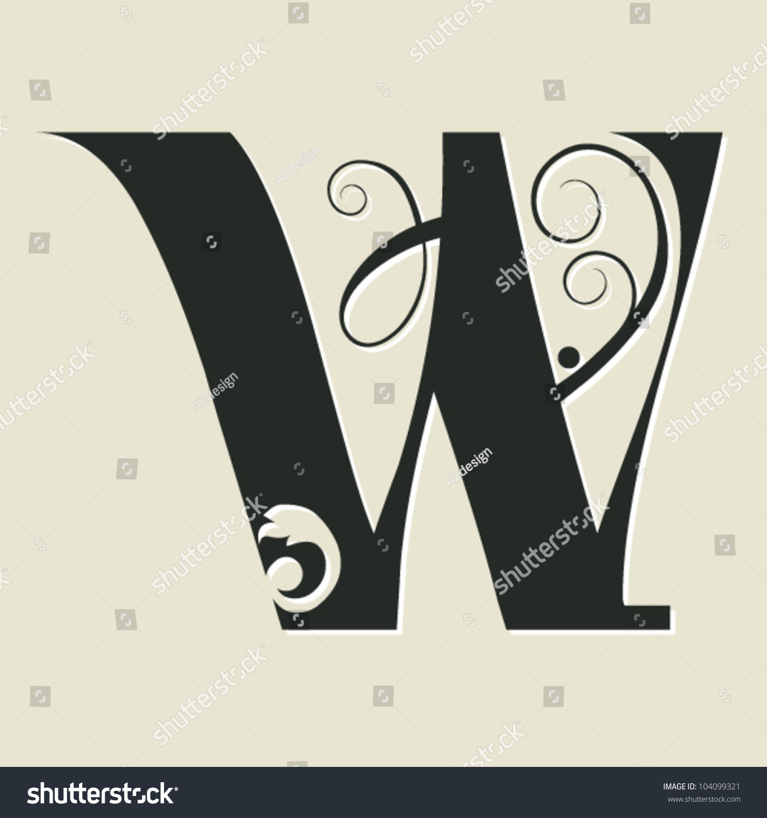 Calligraphic Letter W Stock Vector Illustration 104099321 : Shutterstock