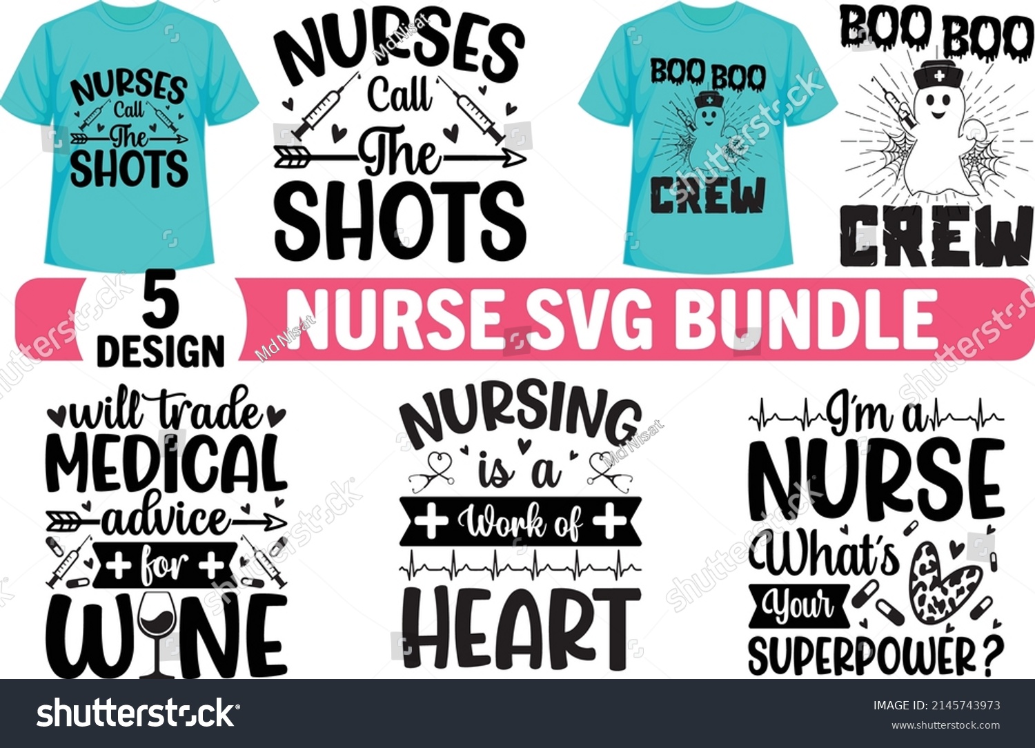 SVG of Calligraphic Nurse Quotes lettering set, Nurse Quotes bundle Nursing, Nurse SVG t-shirt. Nurse T-shirt design svg