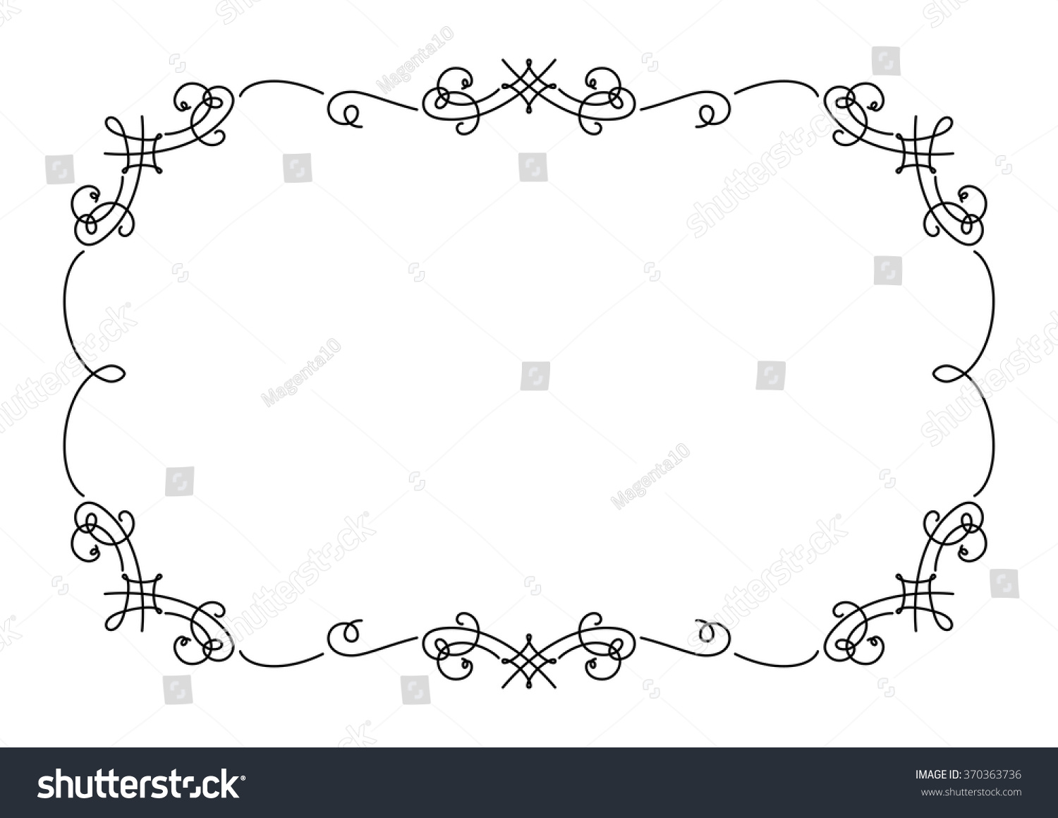 Download Calligraphic Rectangle Frame Simple Frame Ornament Stock ...