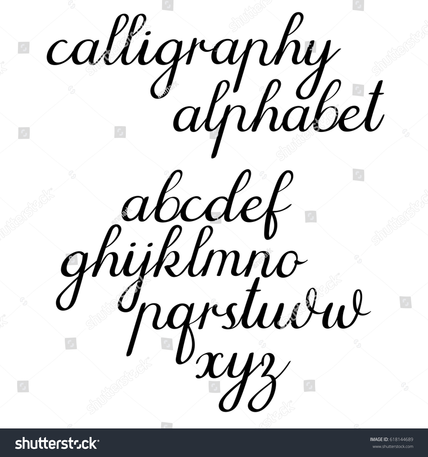 Calligraphic Vector Alphabet Hand Lettering Font Stock Vector 618144689 ...