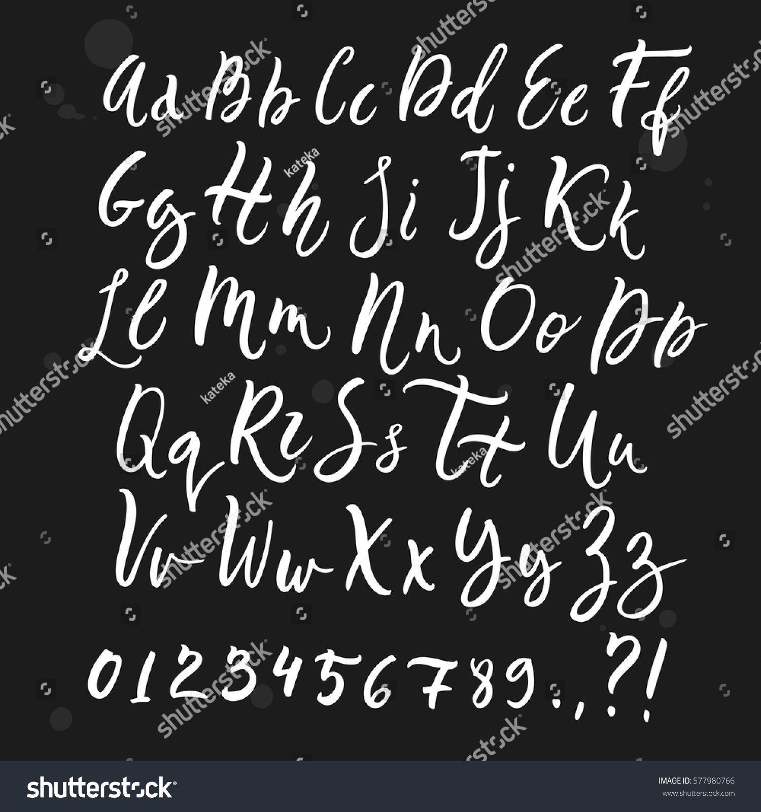 Vektor Stok Handwritten Decorative Font Vector Script Calligraphy