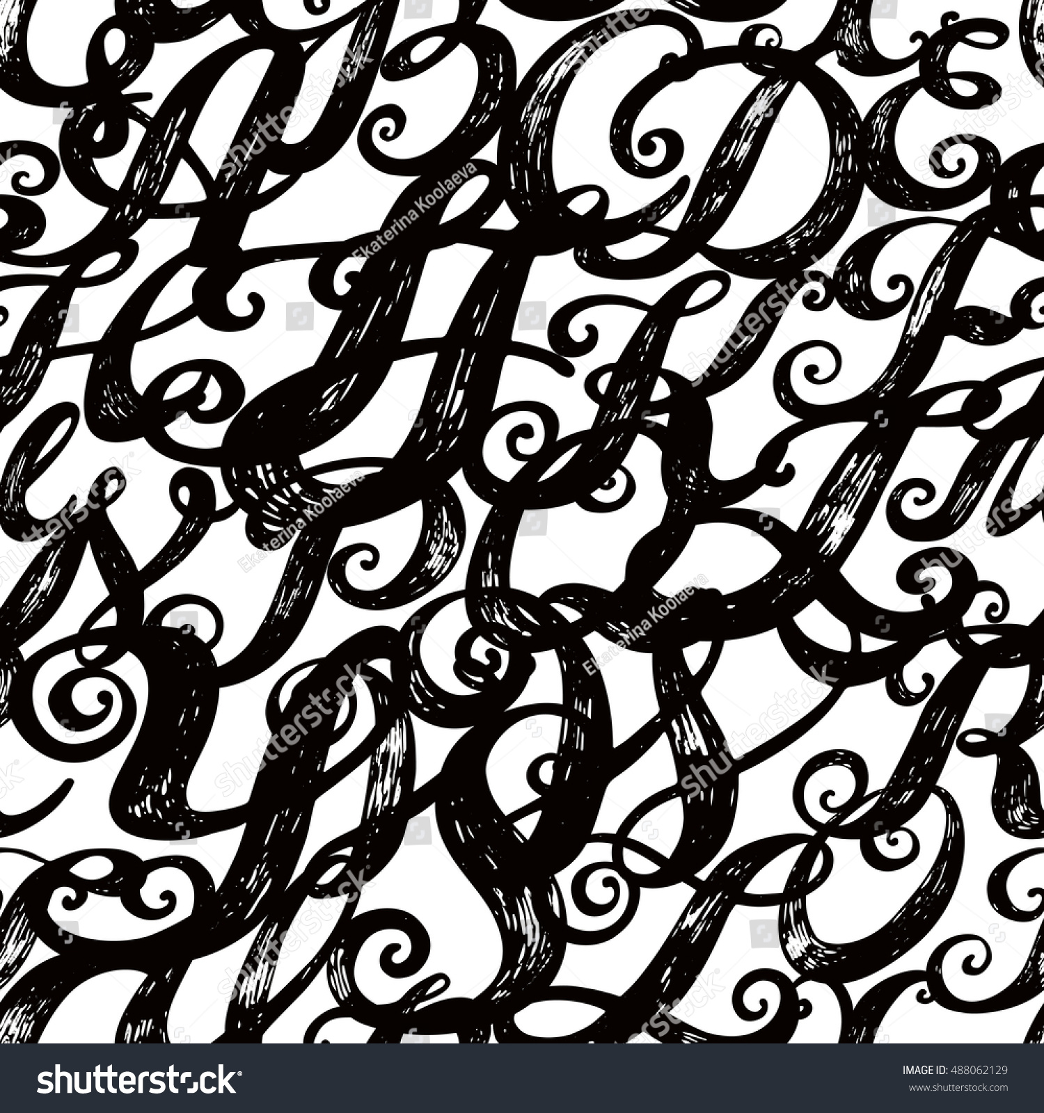 Calligraphy Alphabet Typeset Lettering Seamless Wallpaper Stock Vector