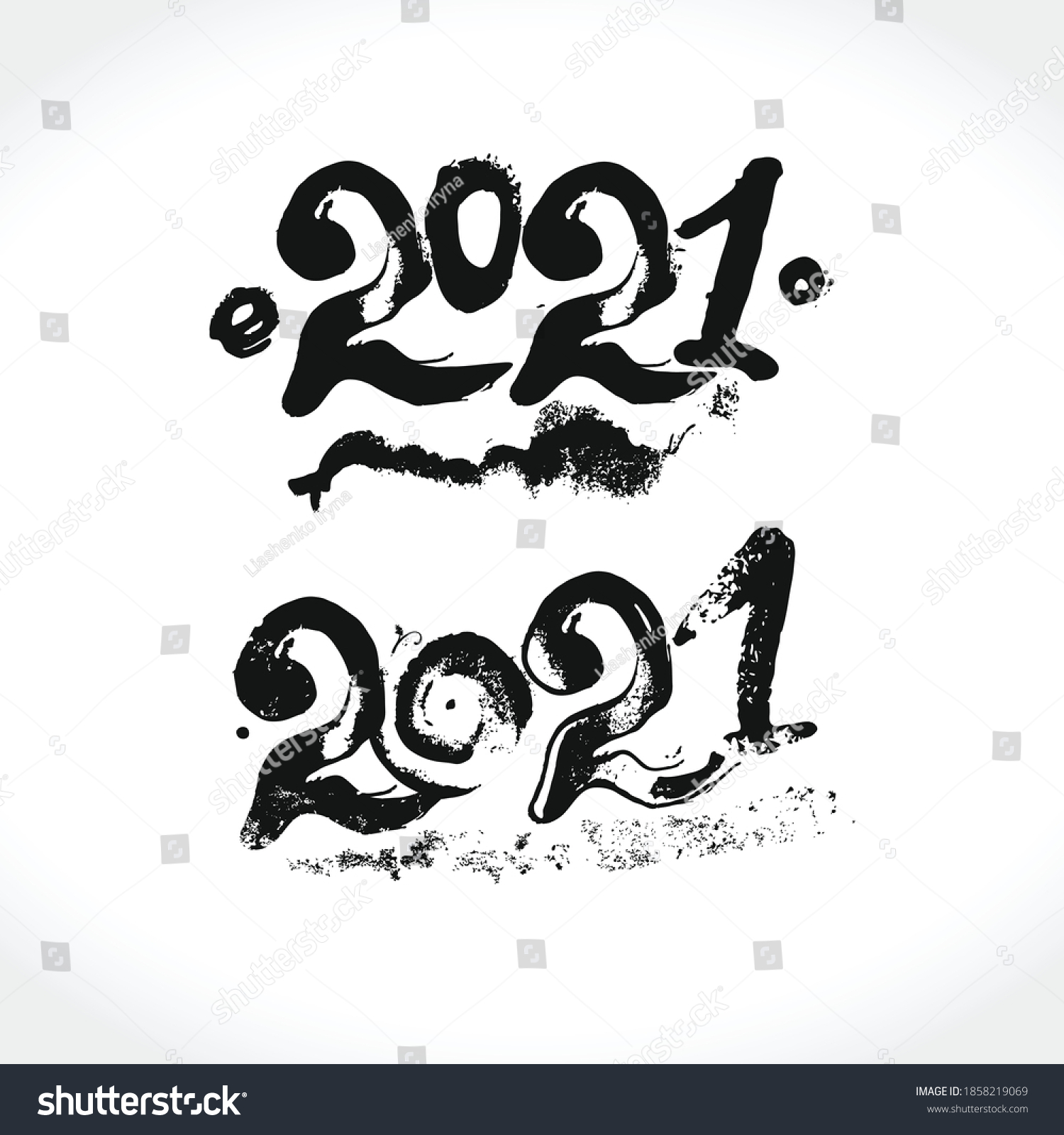 Calligraphy 2021 Logo Text Design Two Stock Vector (Royalty Free ...