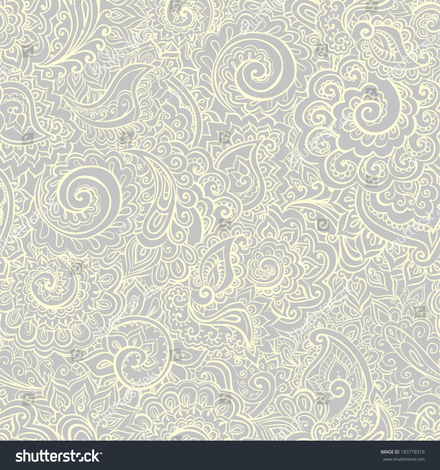 Calm Seamless Grey Pattern With Traditional Indian Ornamental Design ...