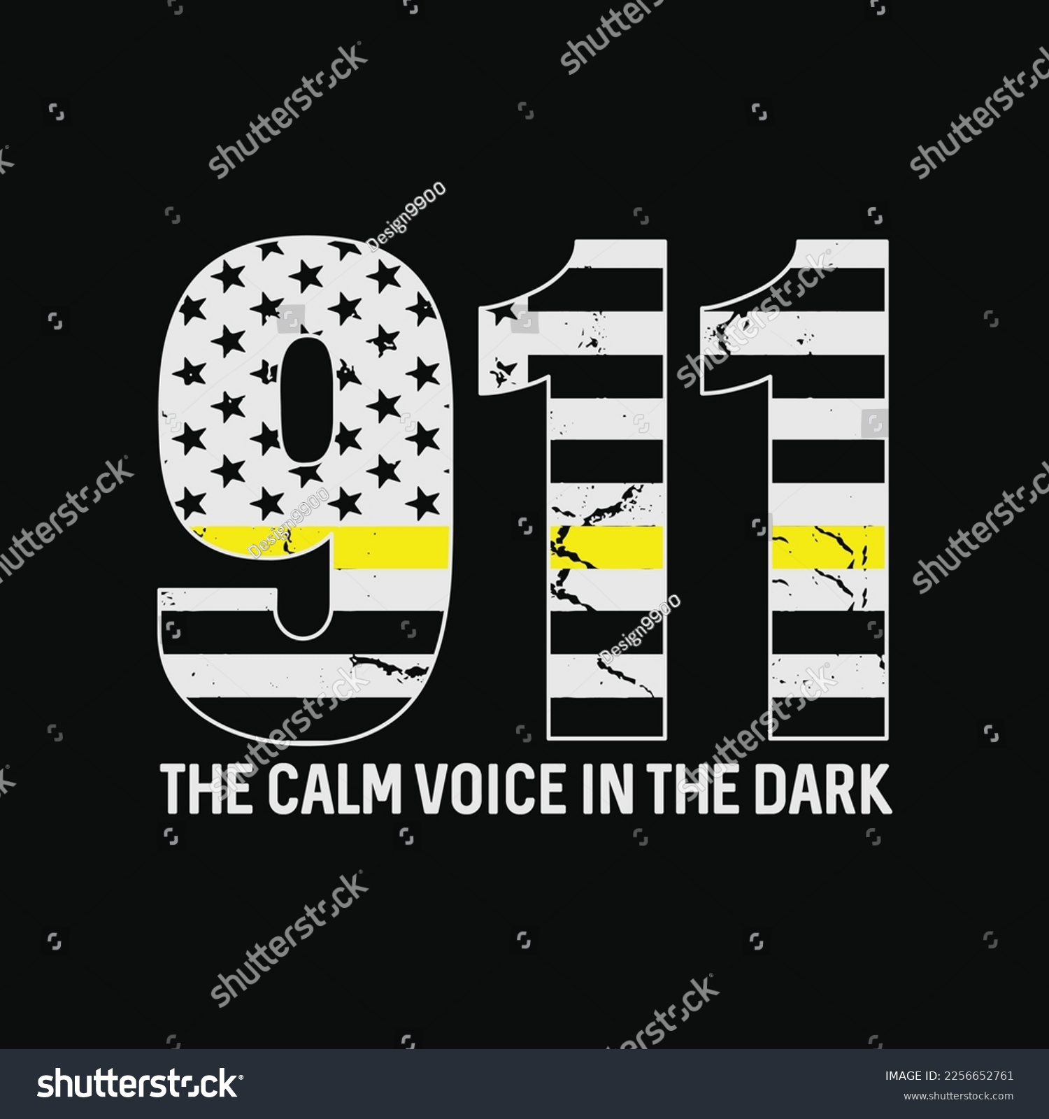 SVG of Calm Voice in the Dark Thin Yellow Line 911 Dispatcher svg
