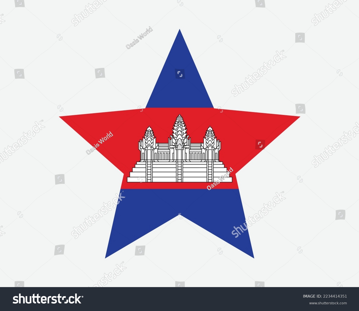 SVG of Cambodia Star Flag. Cambodian Star Shape Flag. Kampuchea Khmer Country National Banner Icon Symbol Vector 2D Flat Artwork Graphic Illustration svg