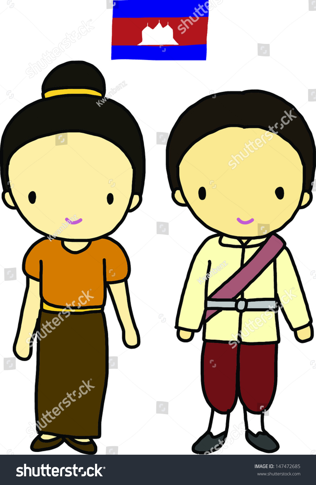 Cambodia Traditional Costume Stock Vector (Royalty Free) 147472685 ...