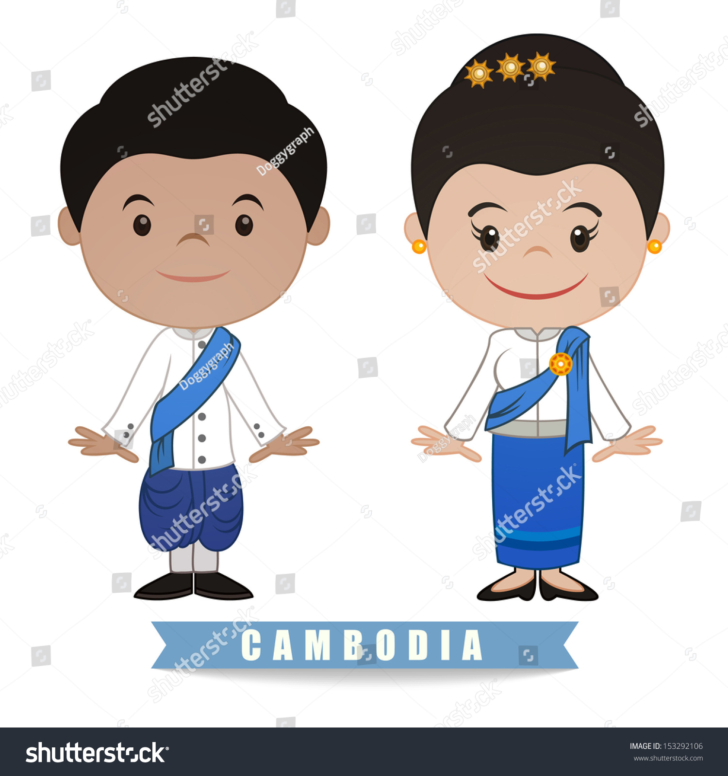 Cambodia Traditional Costume Illustration Vector Stock Vector 153292106 ...