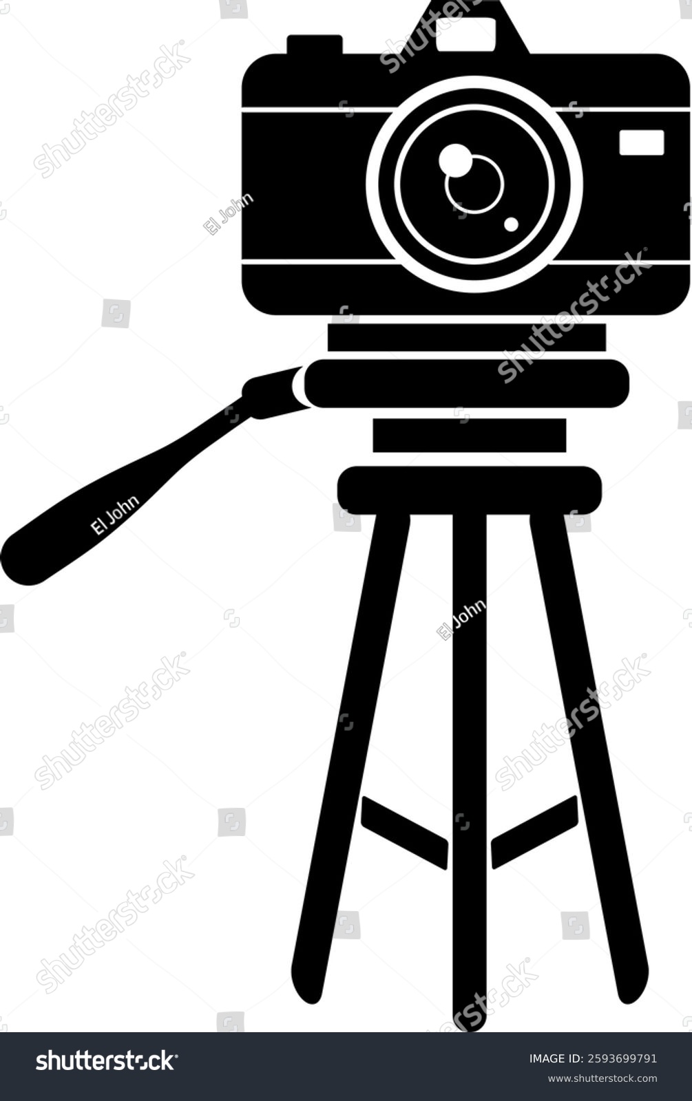 black camera on tripod clip art preview